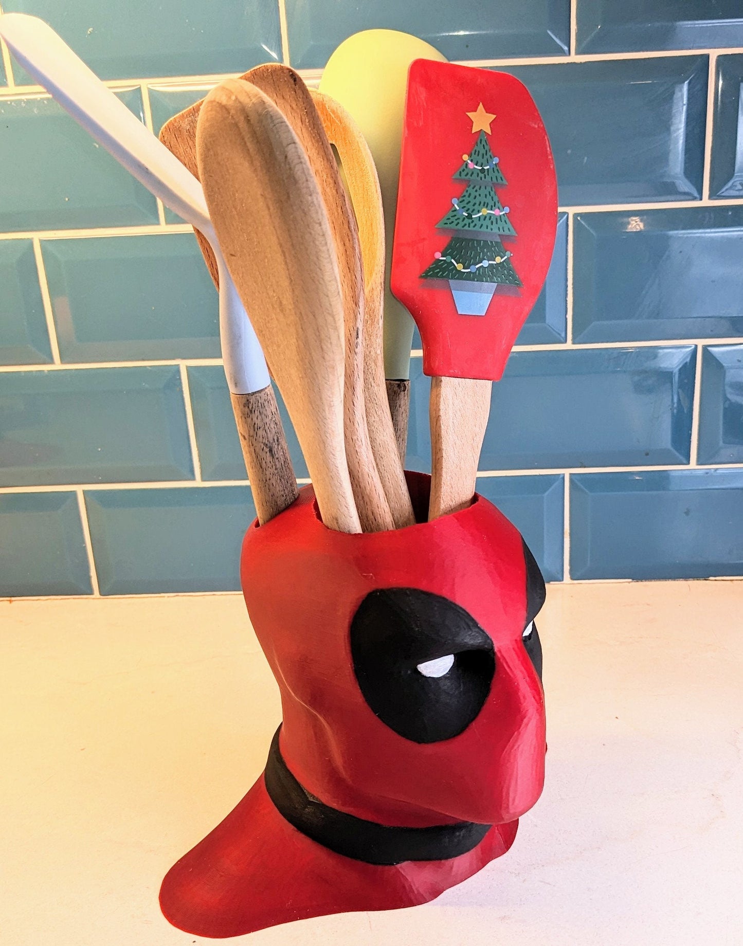 Deadpool universal kitchen utensil holder Large size hand made and painted