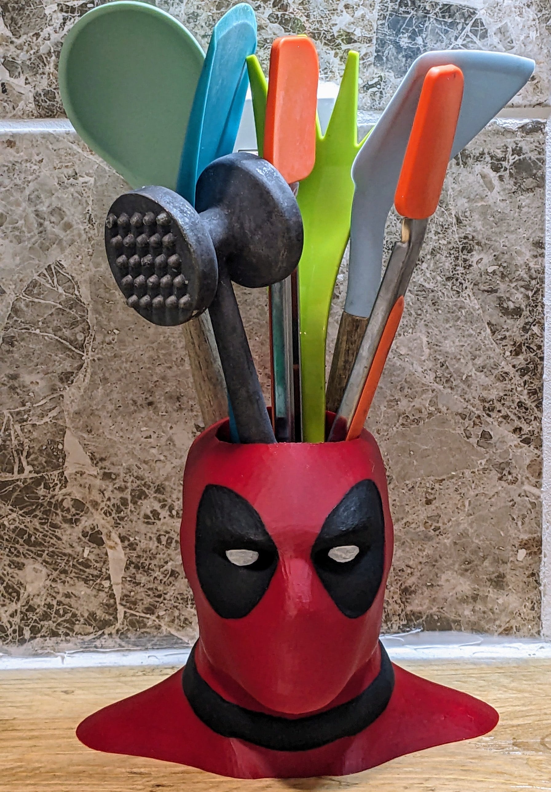 Deadpool universal kitchen utensil holder Large size hand made and painted