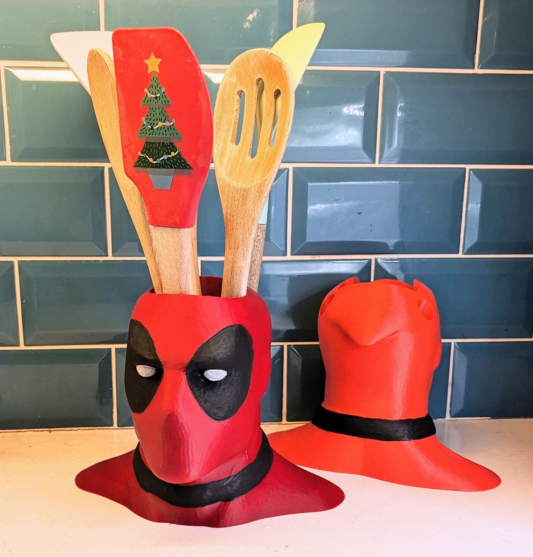 Deadpool universal kitchen utensil holder Large size hand made and painted