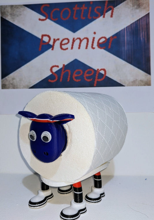 2025 Glasgow Rangers Scottish Premier Sheep spare toilet roll holder or tissue dispenser with the customised gers football boots.