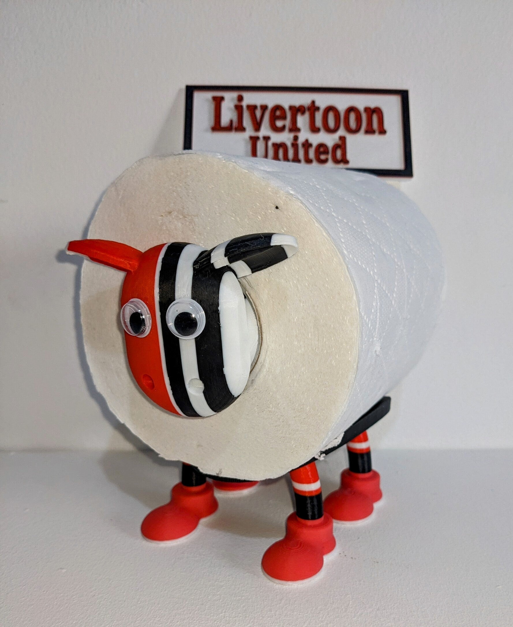 Custom made sheep toilet roll holder. Any football team strip available Your unique customisable Premier sheep with Personalised soccer kit