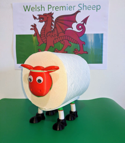 2025 Wrexham FC welsh Premier Sheep toilet roll holder or tissue dispenser with the red dragons customised football boots