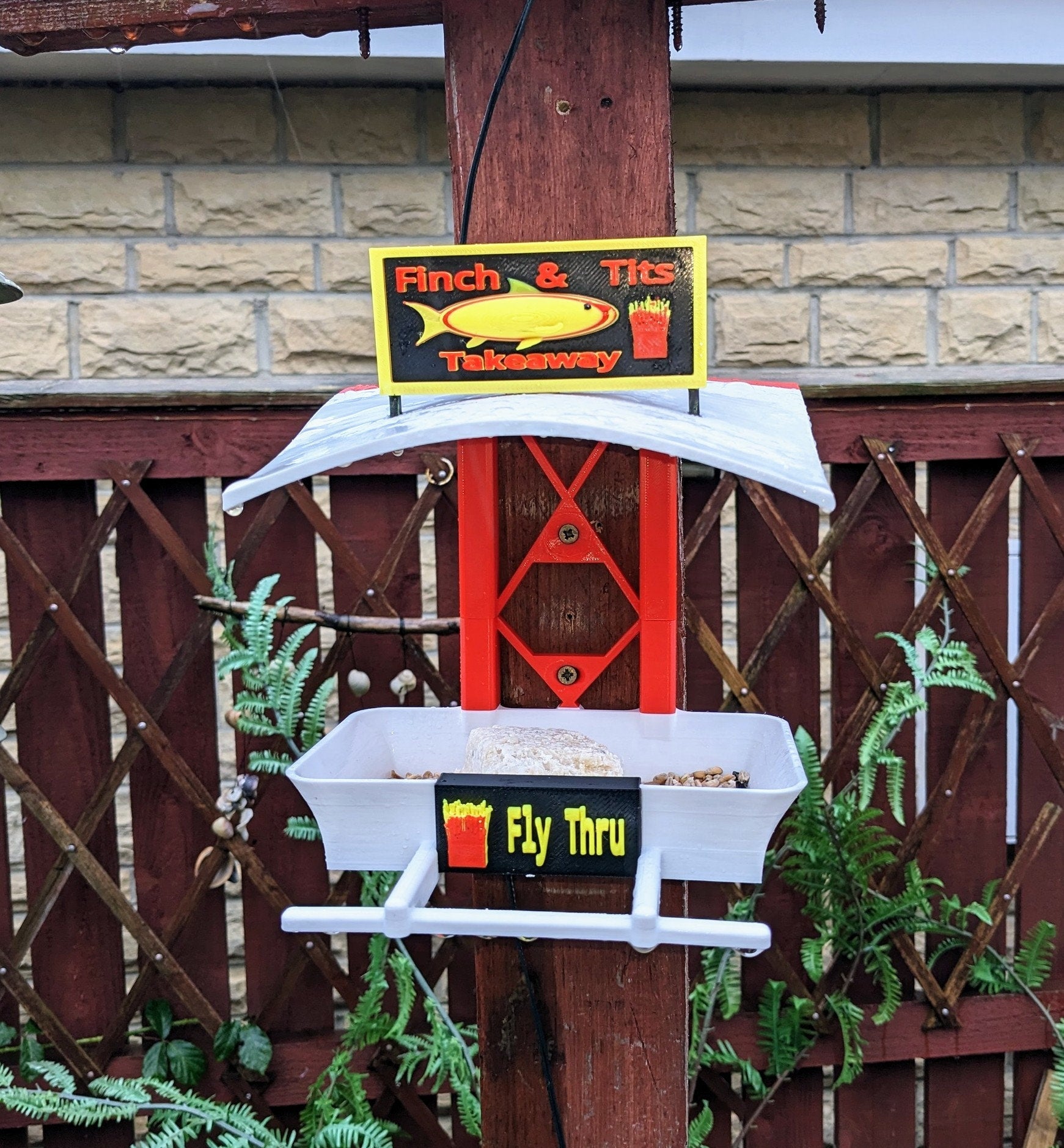 Starbirds coffee shop Fly Thru feeding station. Bird food feeder table for all your feathered friends that like seeds and fat balls