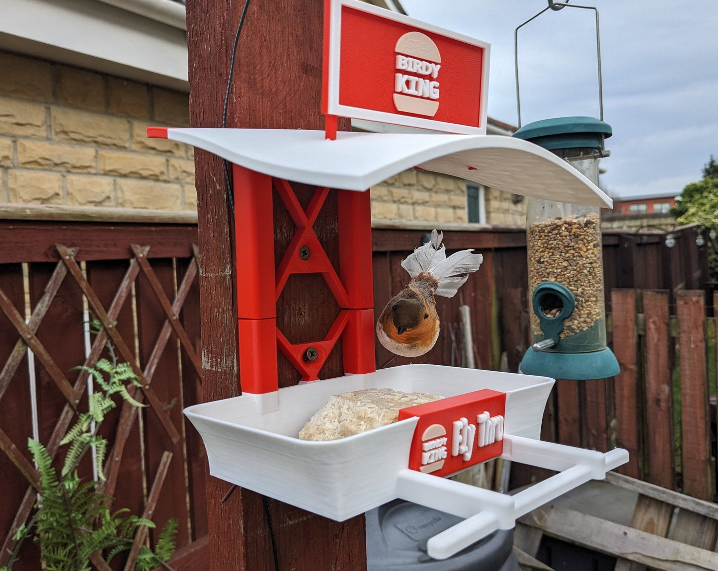 Starbirds coffee shop Fly Thru feeding station. Bird food feeder table for all your feathered friends that like seeds and fat balls