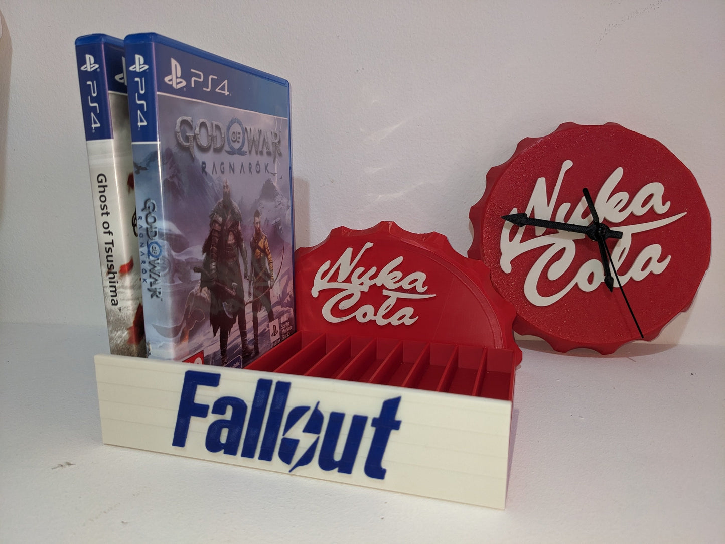 Nuka Cola Video game holder 14 - 17mm Vault - Tec Fallout versions Xbox one 360 Playstation 2 Ps 3 4 5 Sega Saturn Game Cube Wii DVD Blu Ray