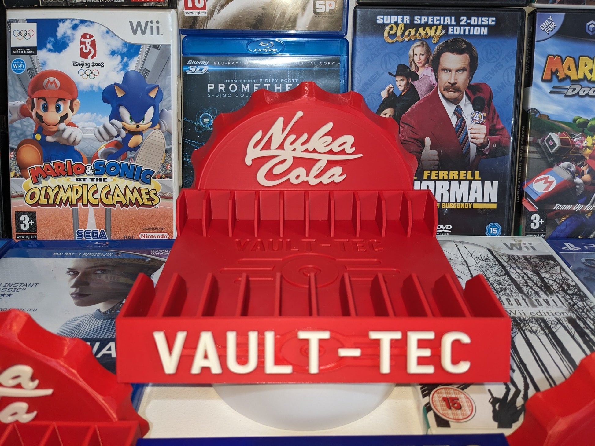 Nuka Cola Video game holder 14 - 17mm Vault - Tec Fallout versions Xbox one 360 Playstation 2 Ps 3 4 5 Sega Saturn Game Cube Wii DVD Blu Ray