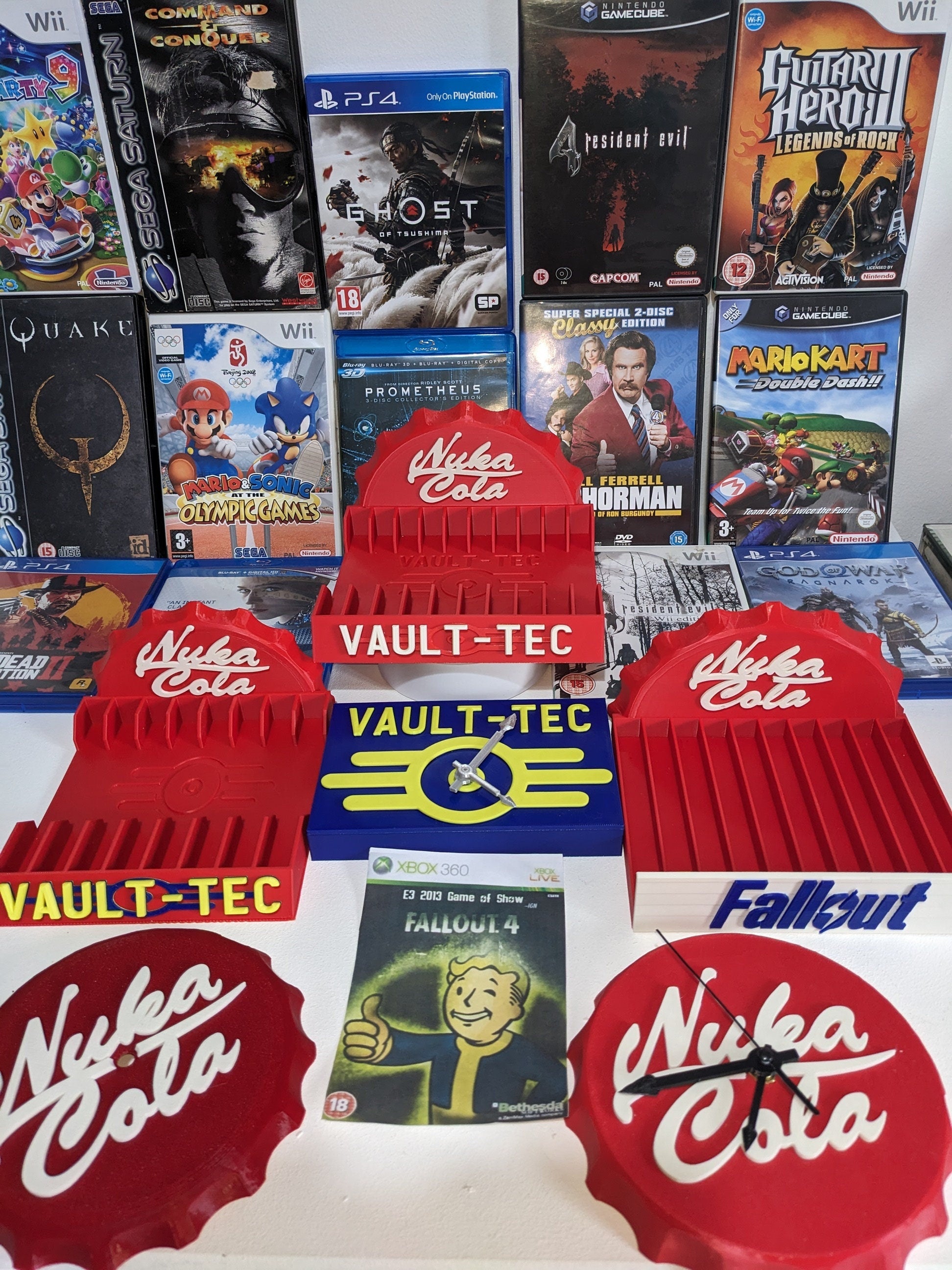 Nuka Cola Video game holder 14 - 17mm Vault - Tec Fallout versions Xbox one 360 Playstation 2 Ps 3 4 5 Sega Saturn Game Cube Wii DVD Blu Ray