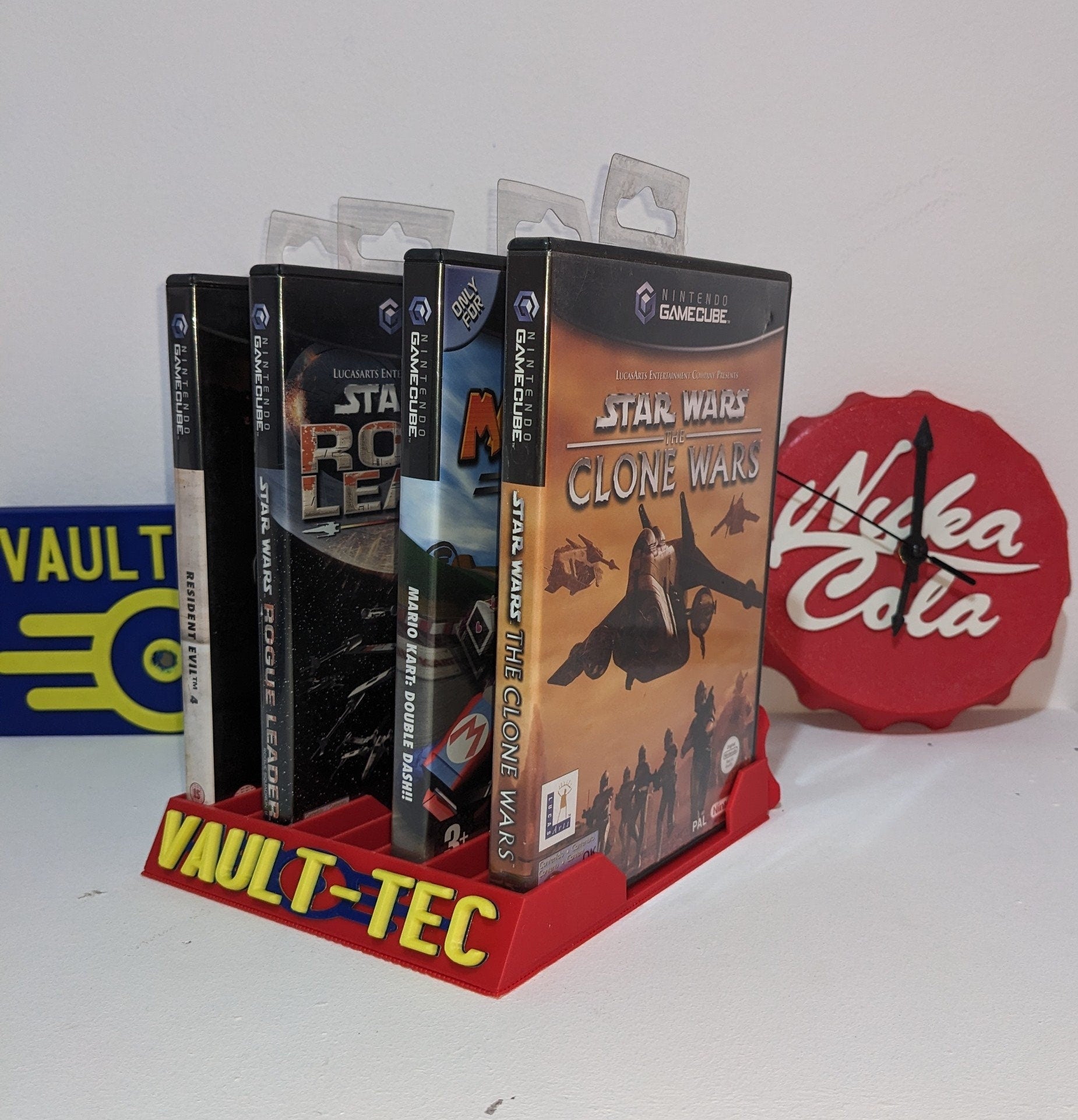 Nuka Cola Video game holder 14 - 17mm Vault - Tec Fallout versions Xbox one 360 Playstation 2 Ps 3 4 5 Sega Saturn Game Cube Wii DVD Blu Ray