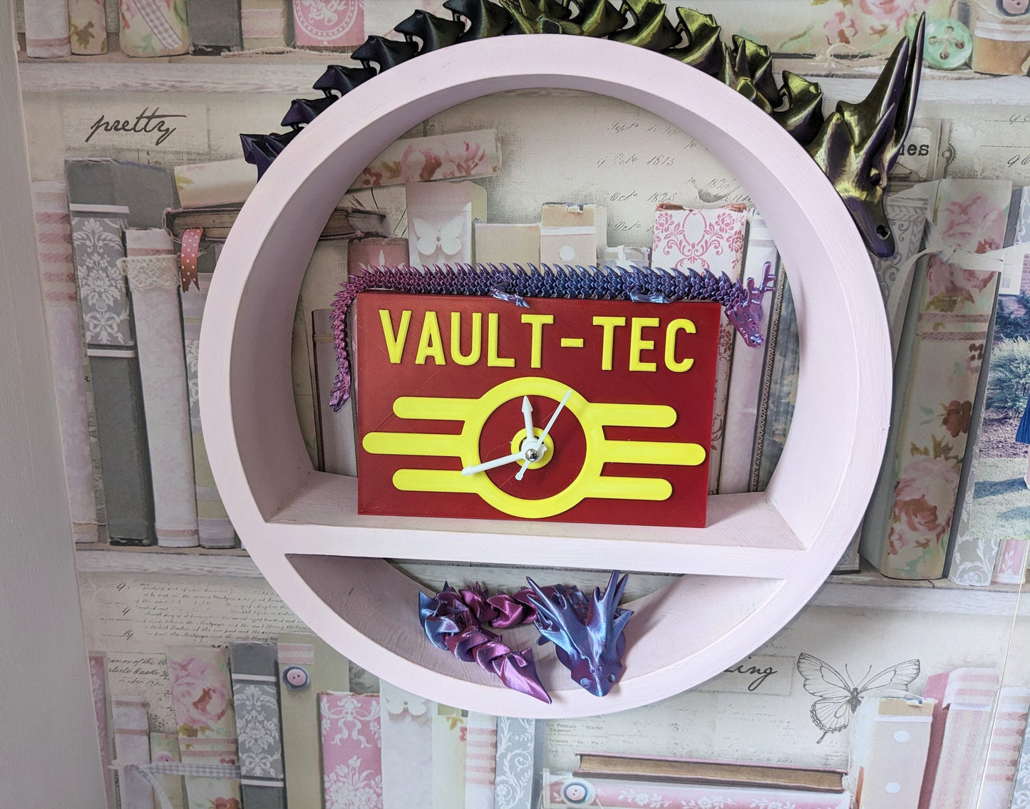 Vault tec novelty Fallout clock quiet mechanism for Playstation Xbox or TV series nuka cola fans. Wall or desk 6" x 4 " hand made in the UK.