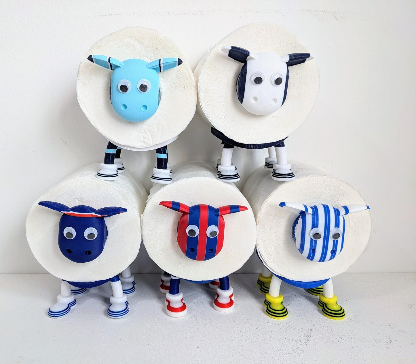 Spurs 2025 premier sheep spare toilet roll holder or tissue dispenser with customised choice of Tottenham hotspurs football boots