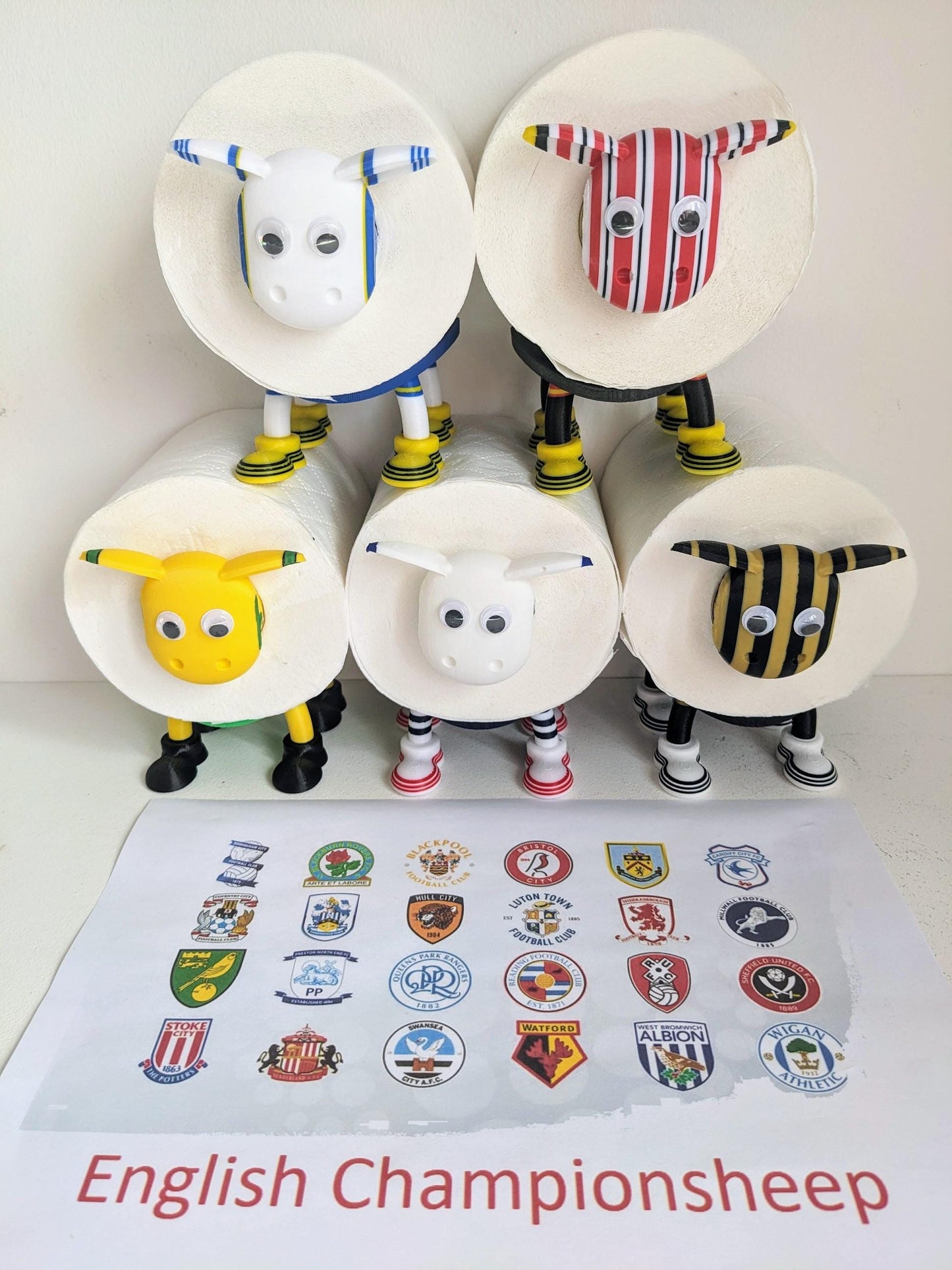 Leeds United 2025 Champion Sheep spare toilet roll holder with customised choice of football boots