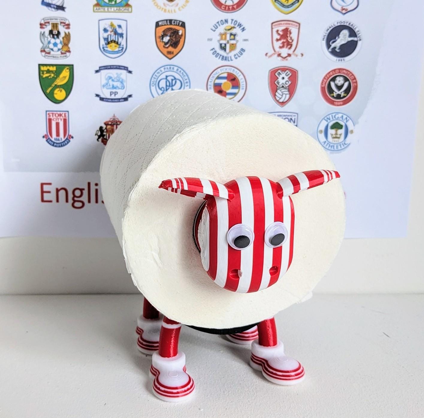 Sunderland AFC 2025 premier sheep spare toilet roll holder or tissue dispenser with customised choice of makem football boots