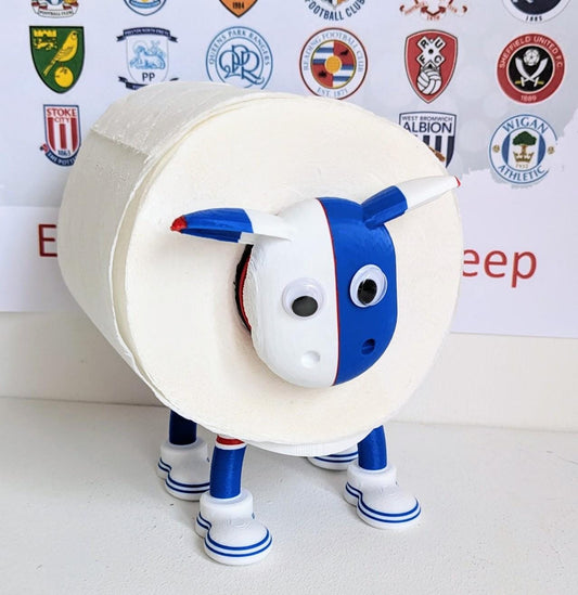 Blackburn Rovers 2025 Champion Sheep toilet roll holder with customised choice of football boots and pin badge holder