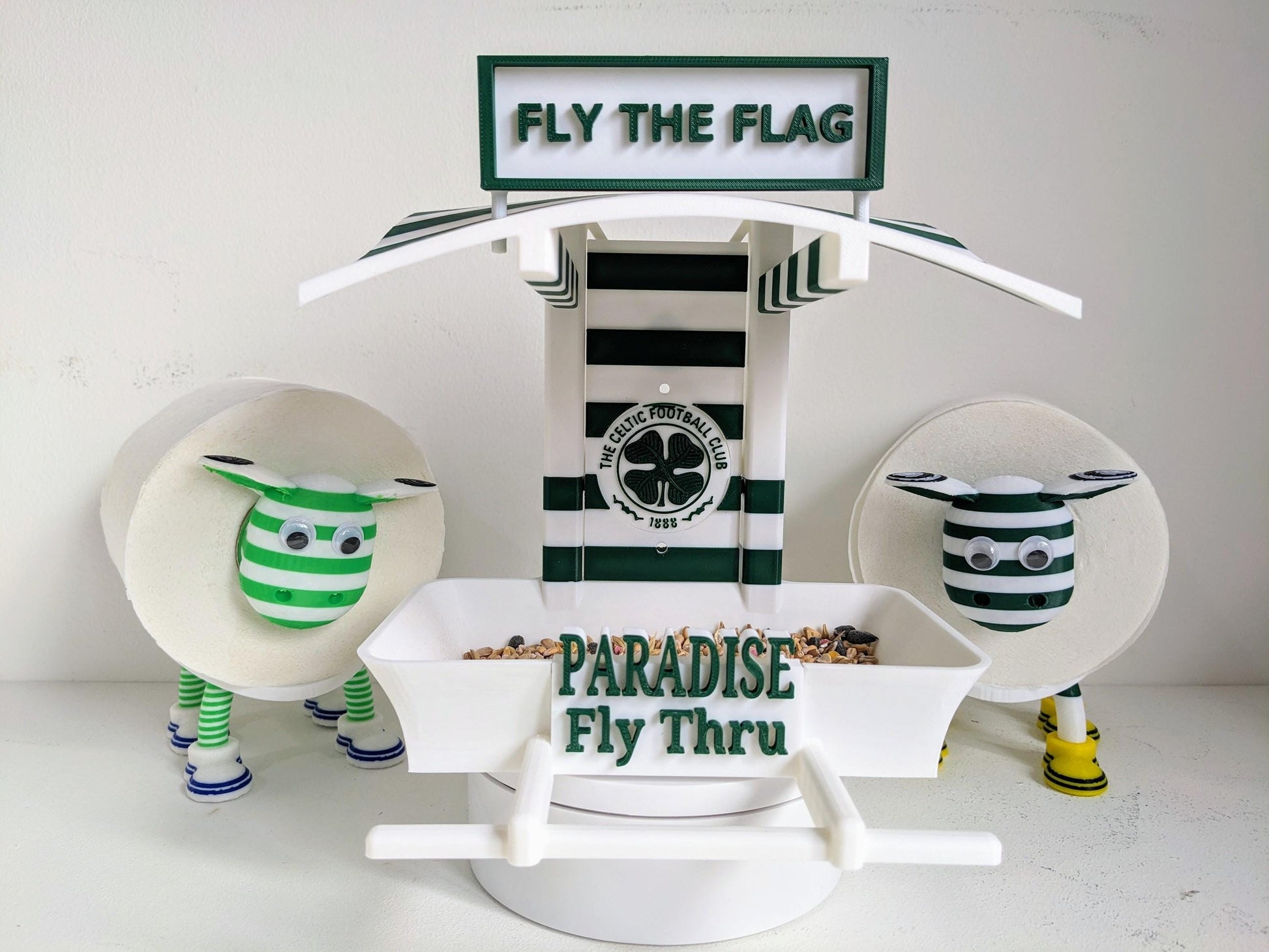 Celtic home shirt 2025 themed Bird Feeder / 3 d printed Garden Accessory. Seed table fat ball holder