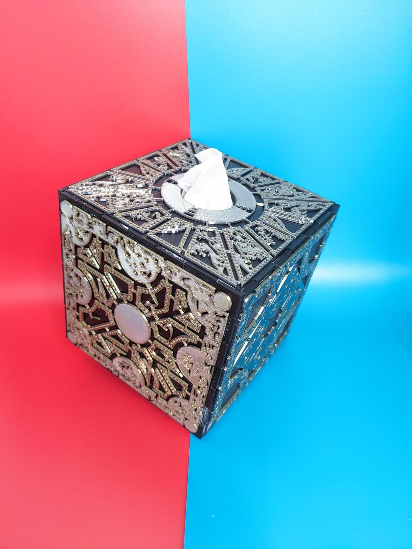 Large Hellraiser cube, non functioning Lament configuration. Tissue box holder or storage box