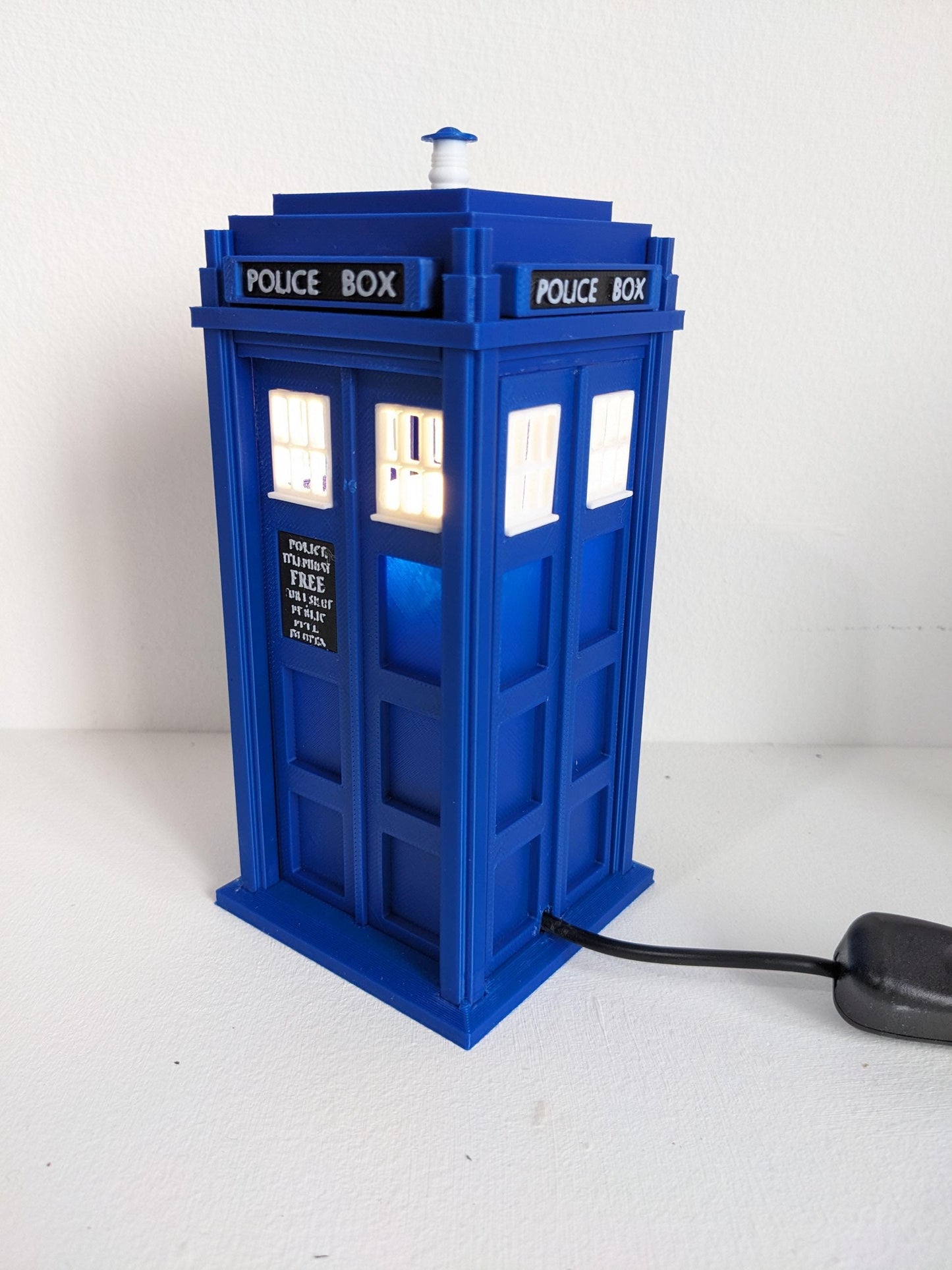 Tardis Night light Dr Who themed 1 watt white USB powered led bulb. Police Telephone public phone box hand made in Matt Navy or Medium Blue