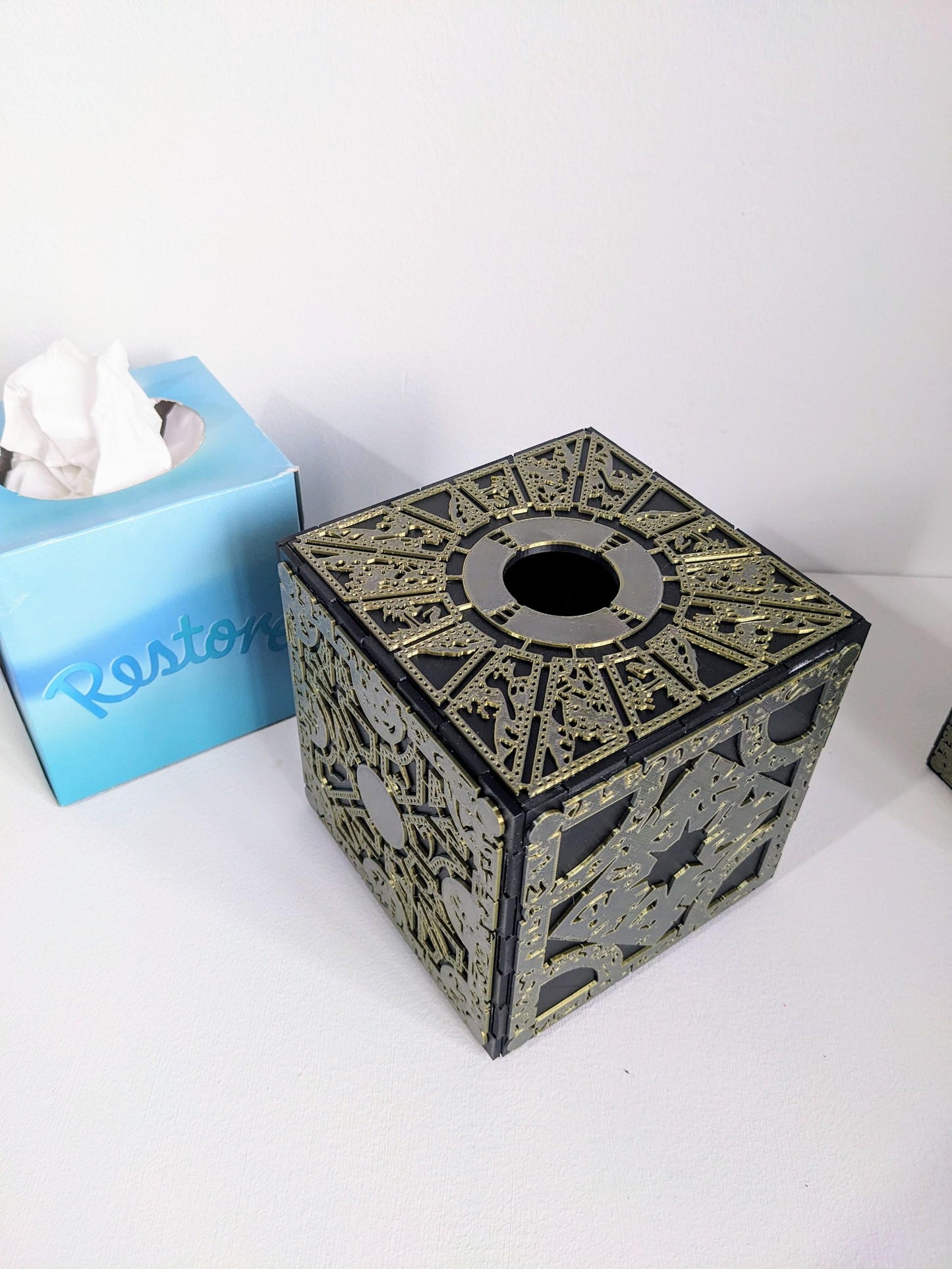 Large Hellraiser cube, non functioning Lament configuration. Tissue box holder or storage box