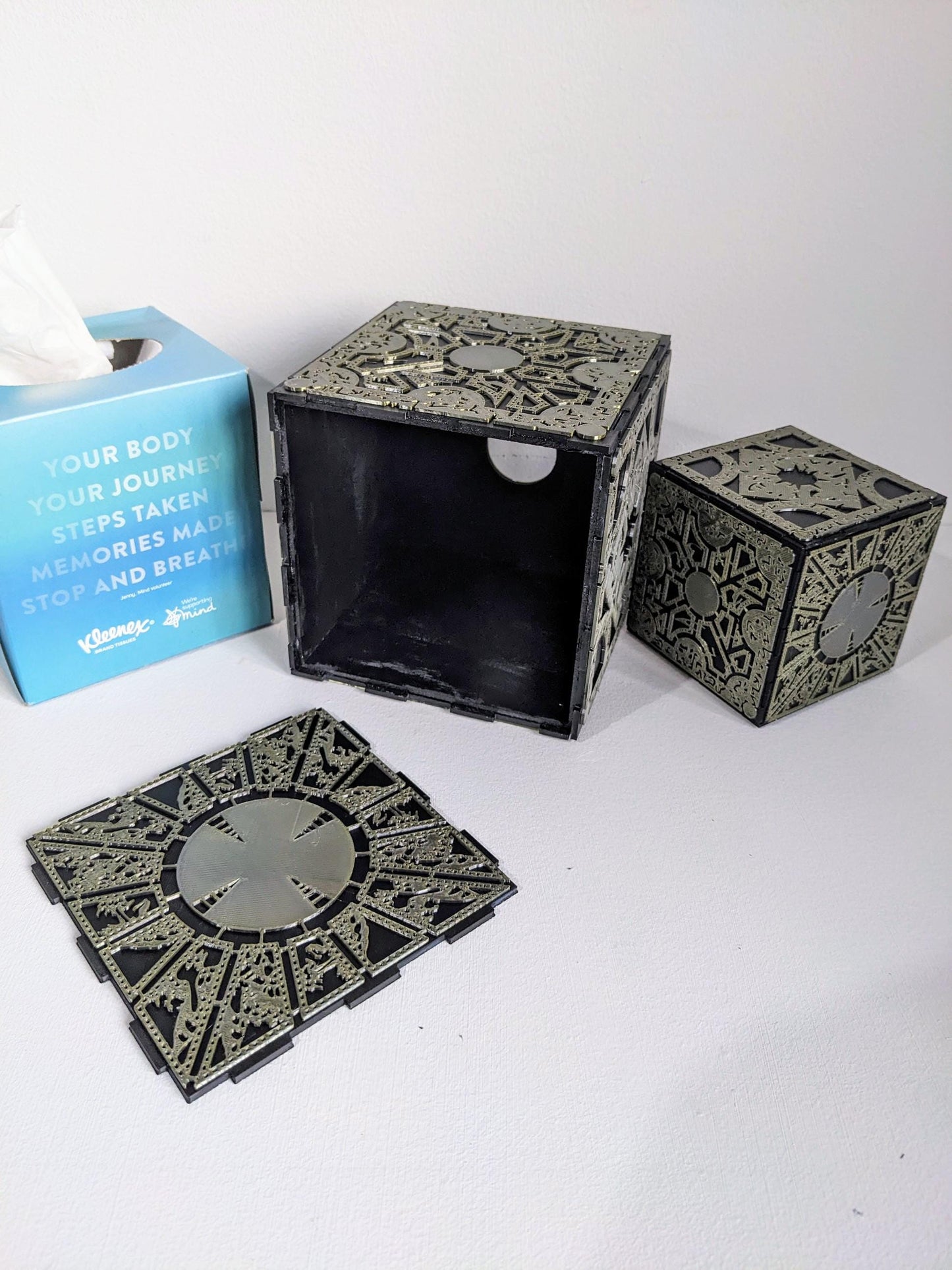 Large Hellraiser cube, non functioning Lament configuration. Tissue box holder or storage box