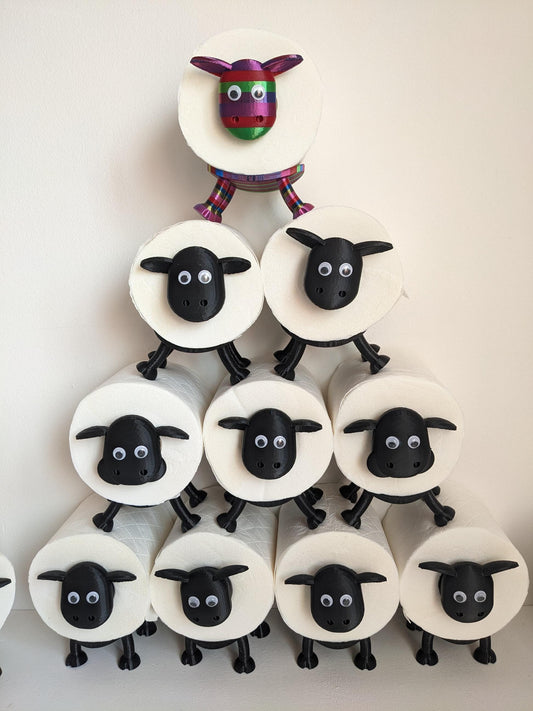 Set of 3 Black Sheep Toilet Roll Holders | Funny Bathroom Decor | Gift for Him or Her| Novelty Toilet Paper Storage | 3D Printed UK Handmade