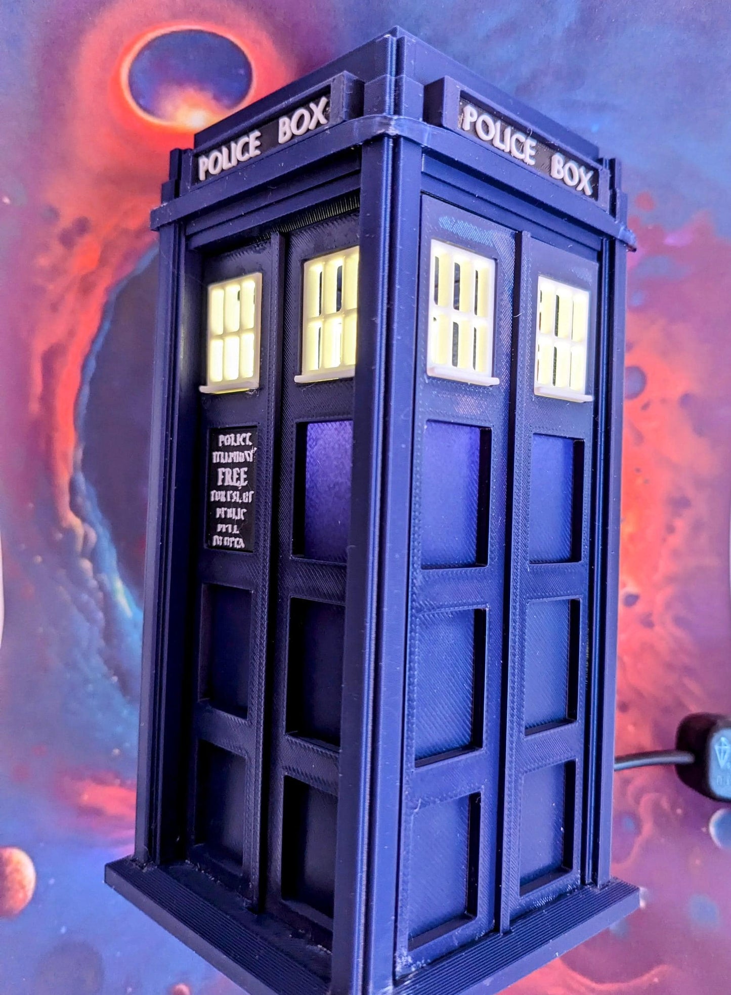 Tardis Night light Dr Who themed 1 watt white USB powered led bulb. Police Telephone public phone box hand made in Matt Navy or Medium Blue