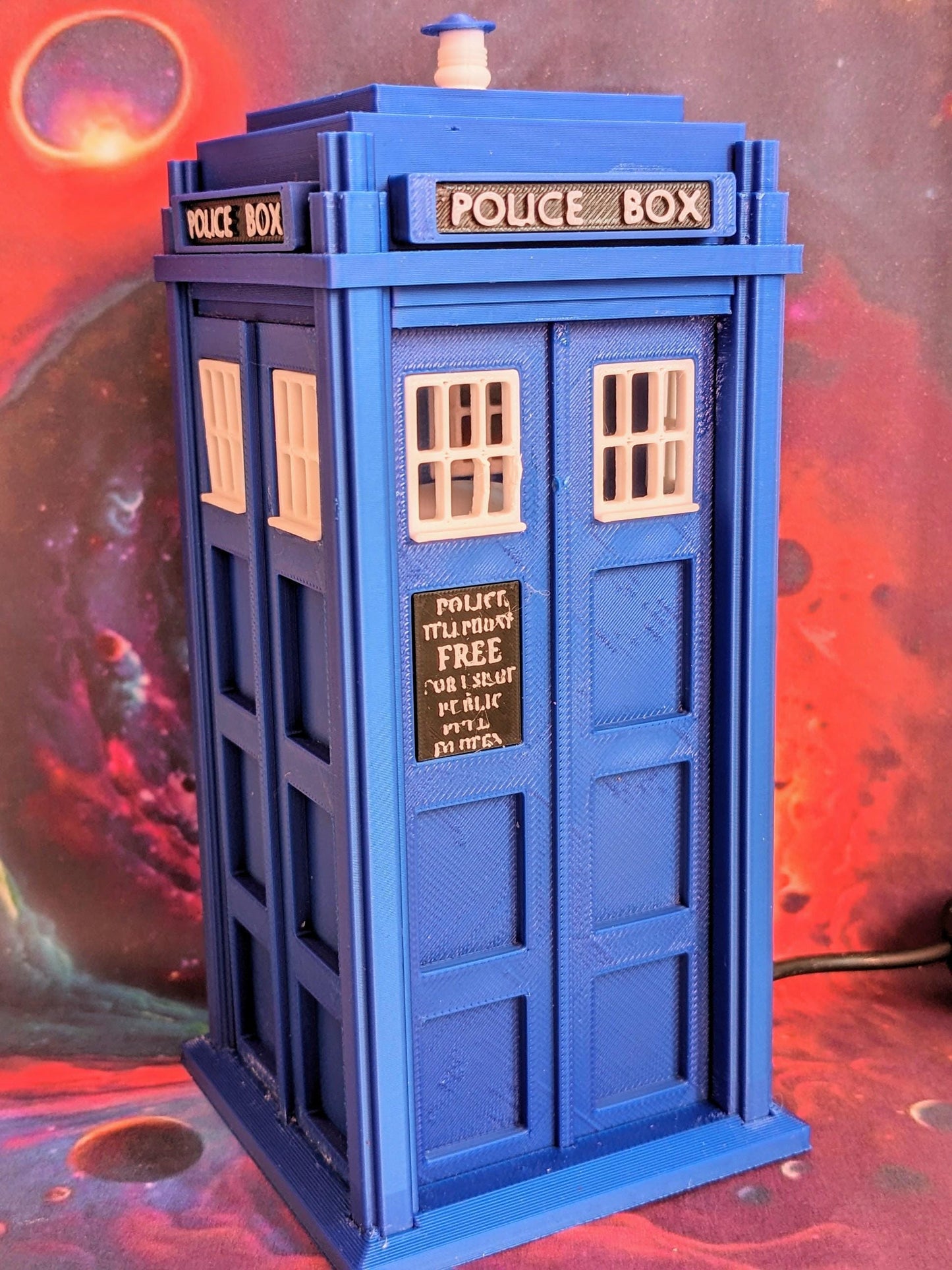 Tardis Night light Dr Who themed 1 watt white USB powered led bulb. Police Telephone public phone box hand made in Matt Navy or Medium Blue