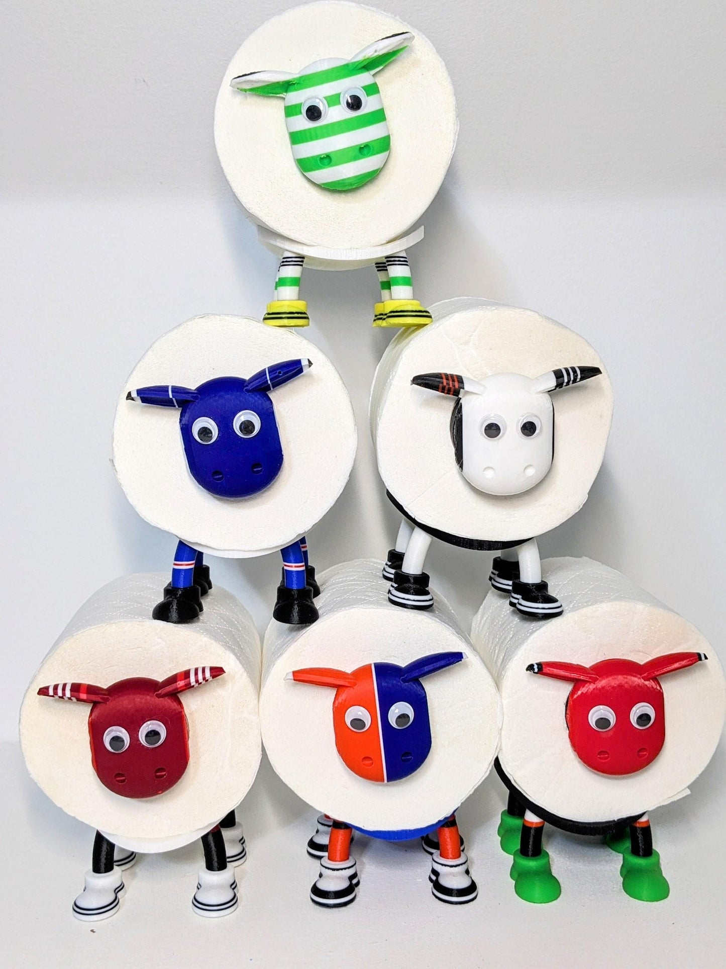 Footy Sheep spare toilet roll holder. Glasgow Rangers 2023 / 2024 season football fans souvenir themed bathroom accessory.