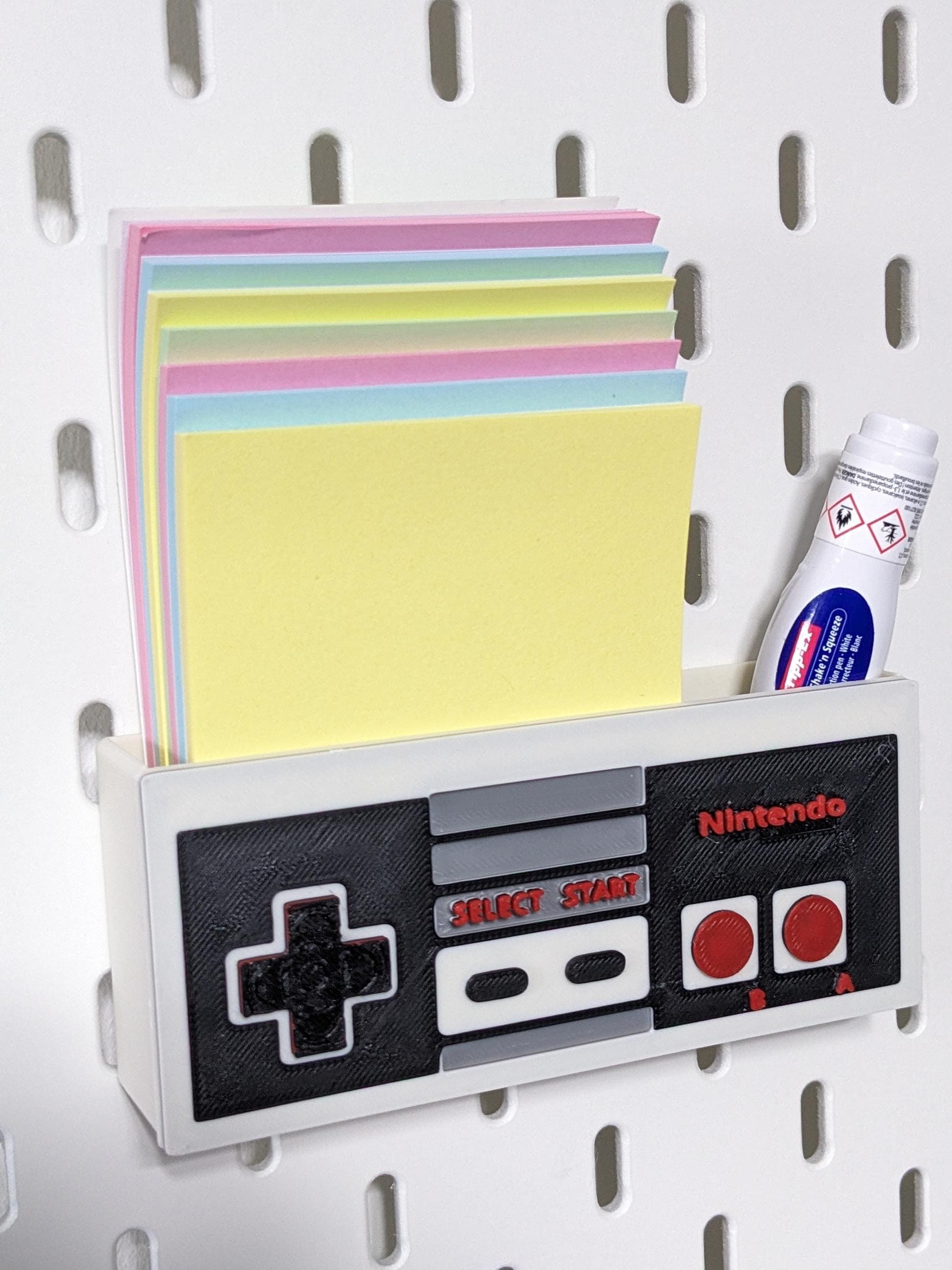 Ikea Skadis compatible Nintendo themed controller NES storage container. pegboard accessory pen, post it note TV remote business card holder