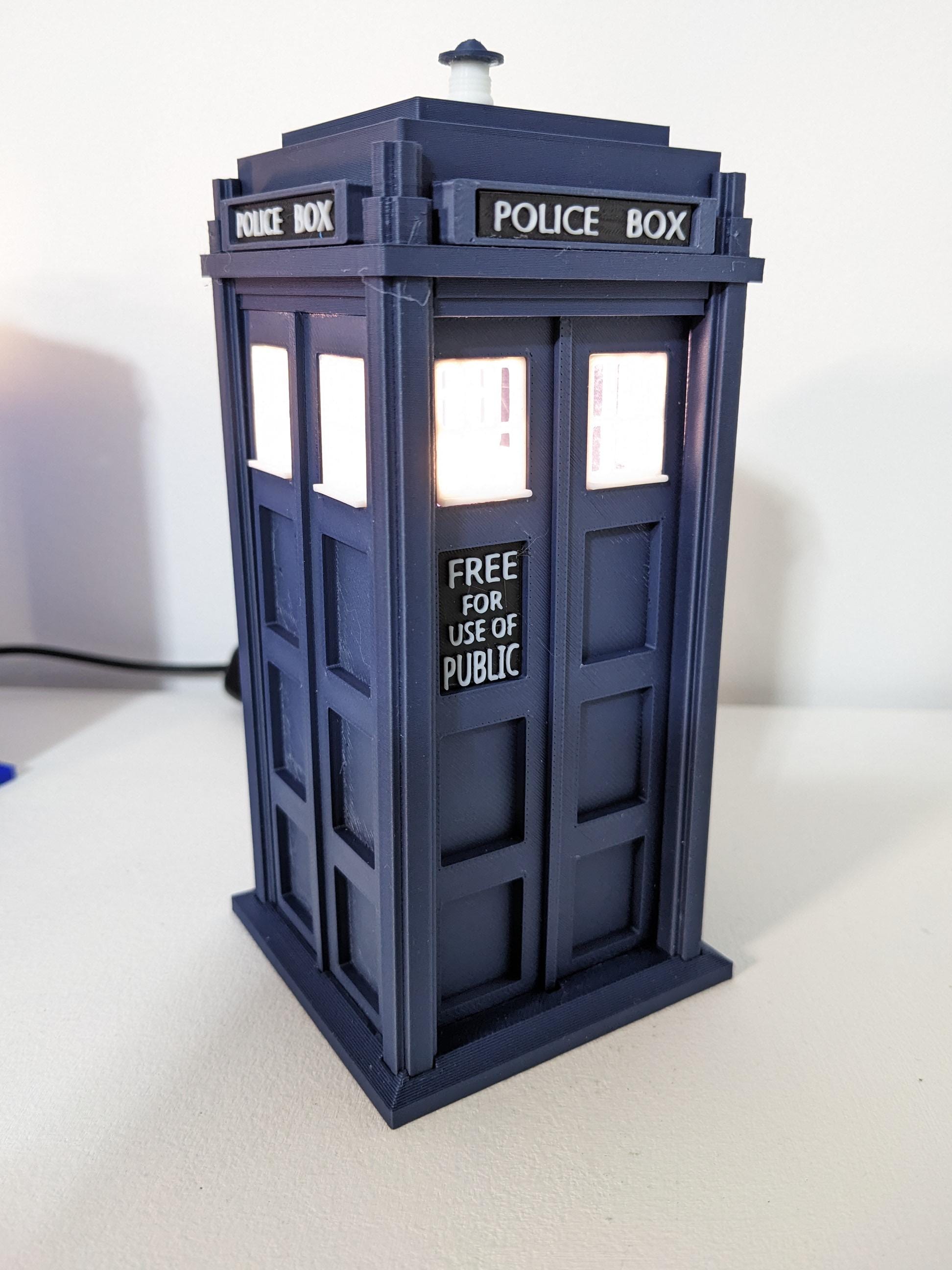 Tardis Night light Dr Who themed 1 watt white USB powered led bulb. Police Telephone public phone box hand made in Matt Navy or Medium Blue