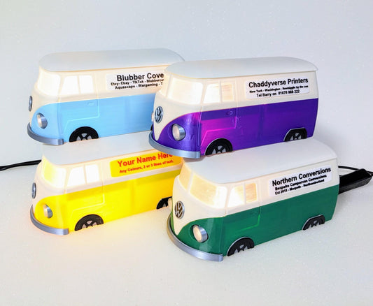 VW classic T1 Splitty van night light storage box / home/ office / desk / camper, optional personalised company name buisiness card holder