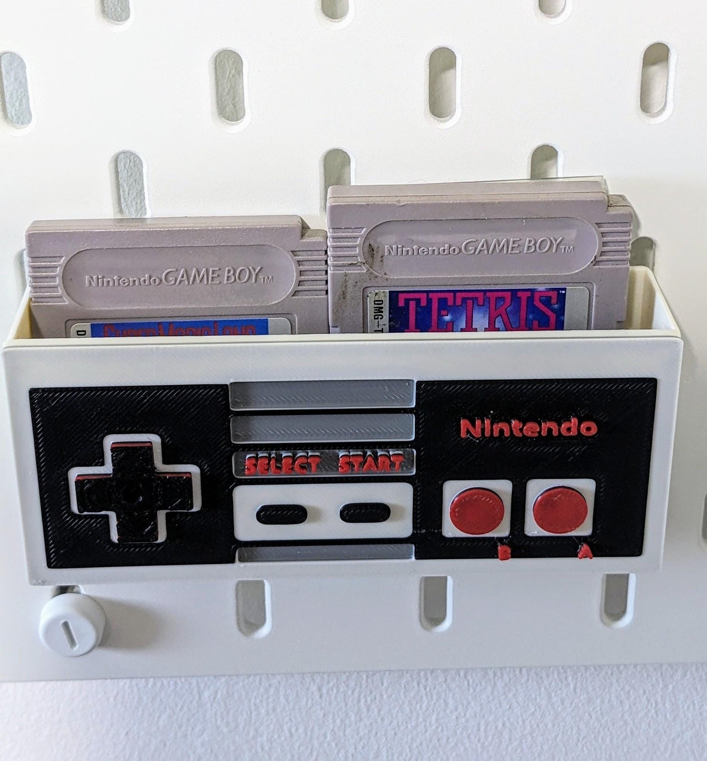 Ikea Skadis compatible Nintendo themed controller NES storage container. pegboard accessory pen, post it note TV remote business card holder