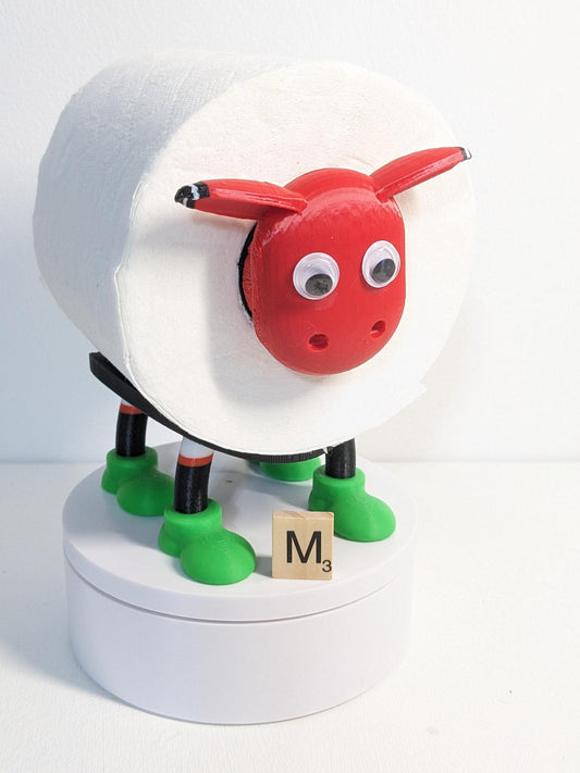 Footy Sheep spare toilet roll holder. Manchester United 2024 colours black or white shorts, Nottingham forrest Charlton Barnsley Swindon