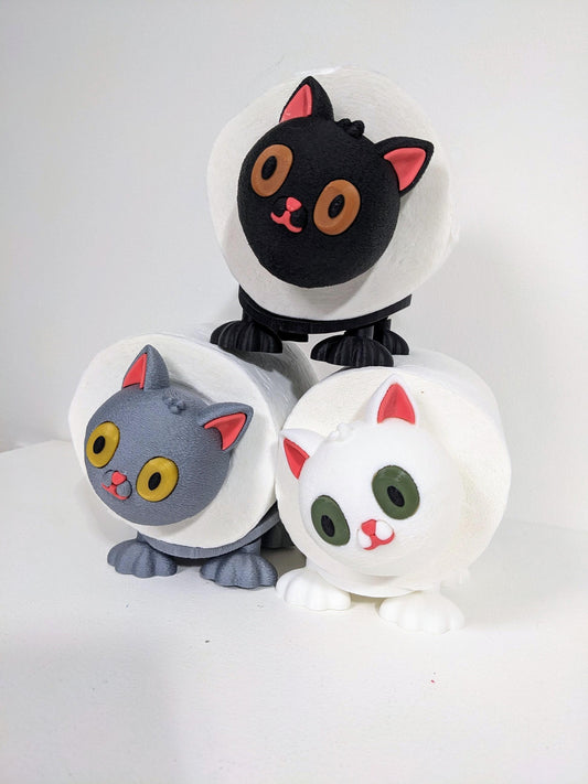 Cute Cat spare toilet roll holder. Kitten lover gift. Unique hand made novelty bathroom decor