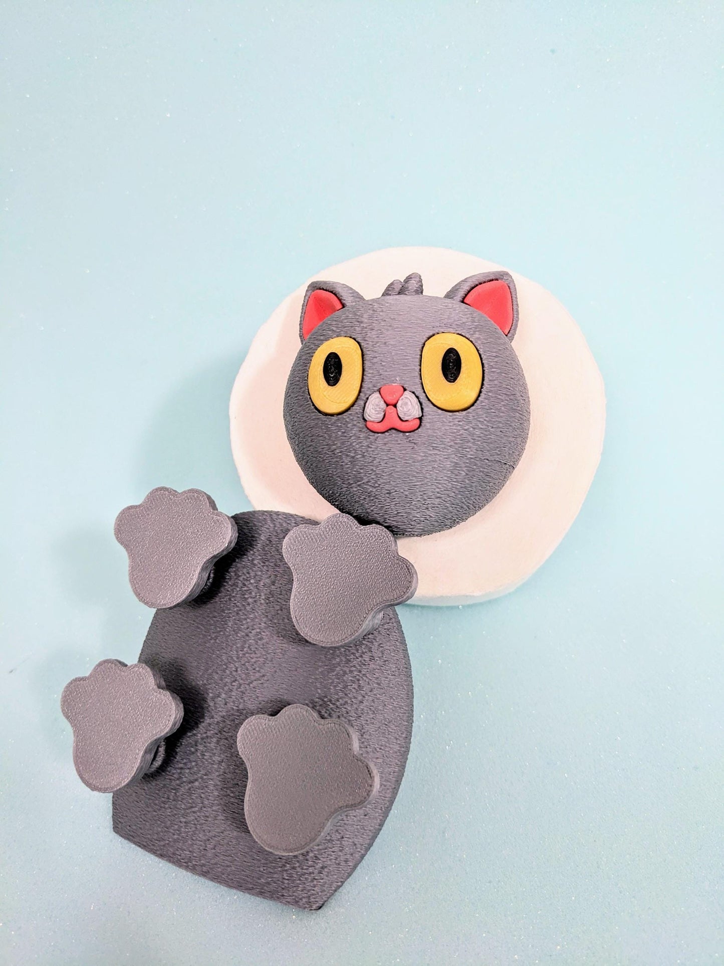 Cute Cat spare toilet roll holder. Kitten lover gift. Unique hand made novelty bathroom decor