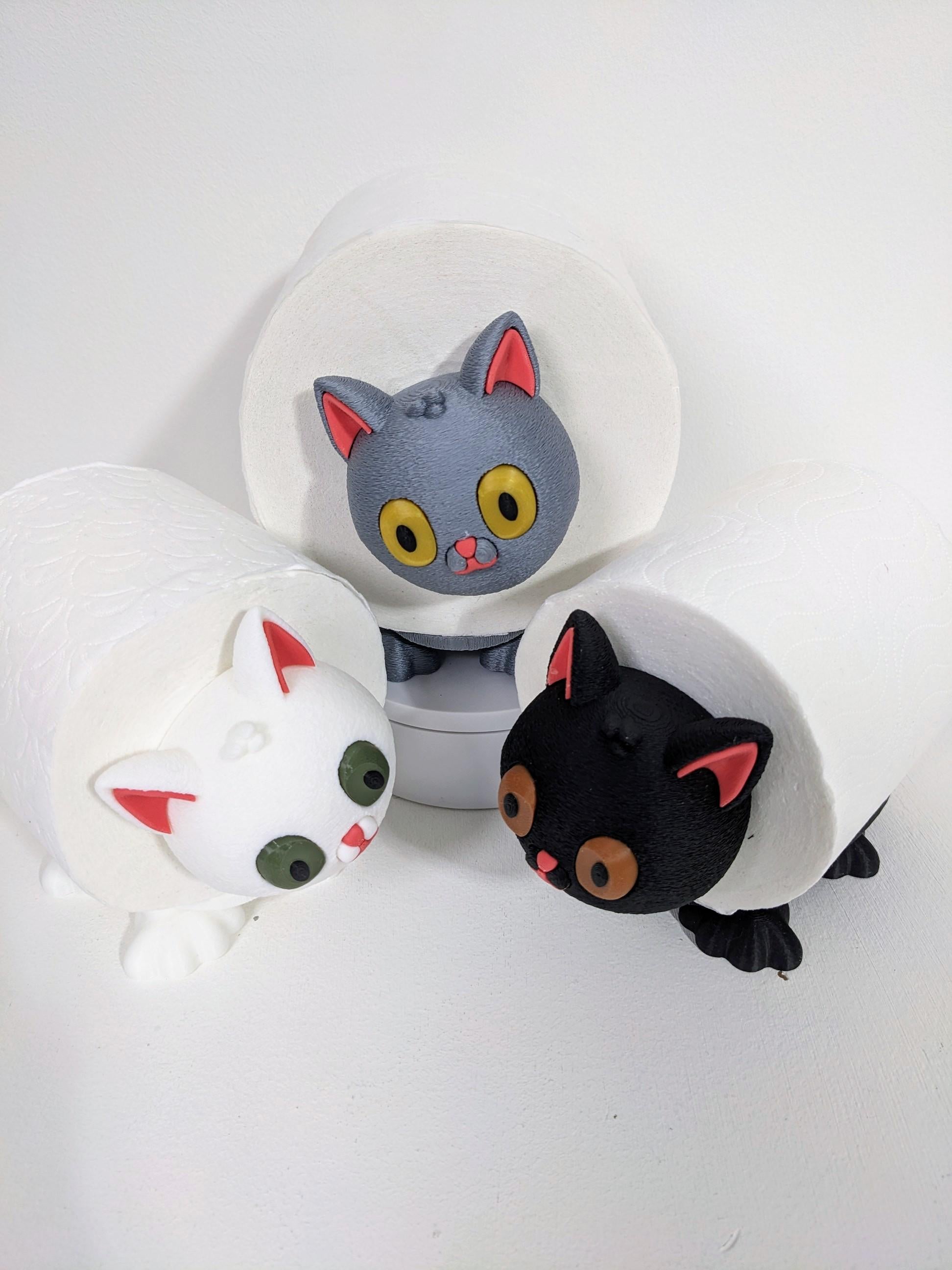 Cute Cat spare toilet roll holder. Kitten lover gift. Unique hand made novelty bathroom decor