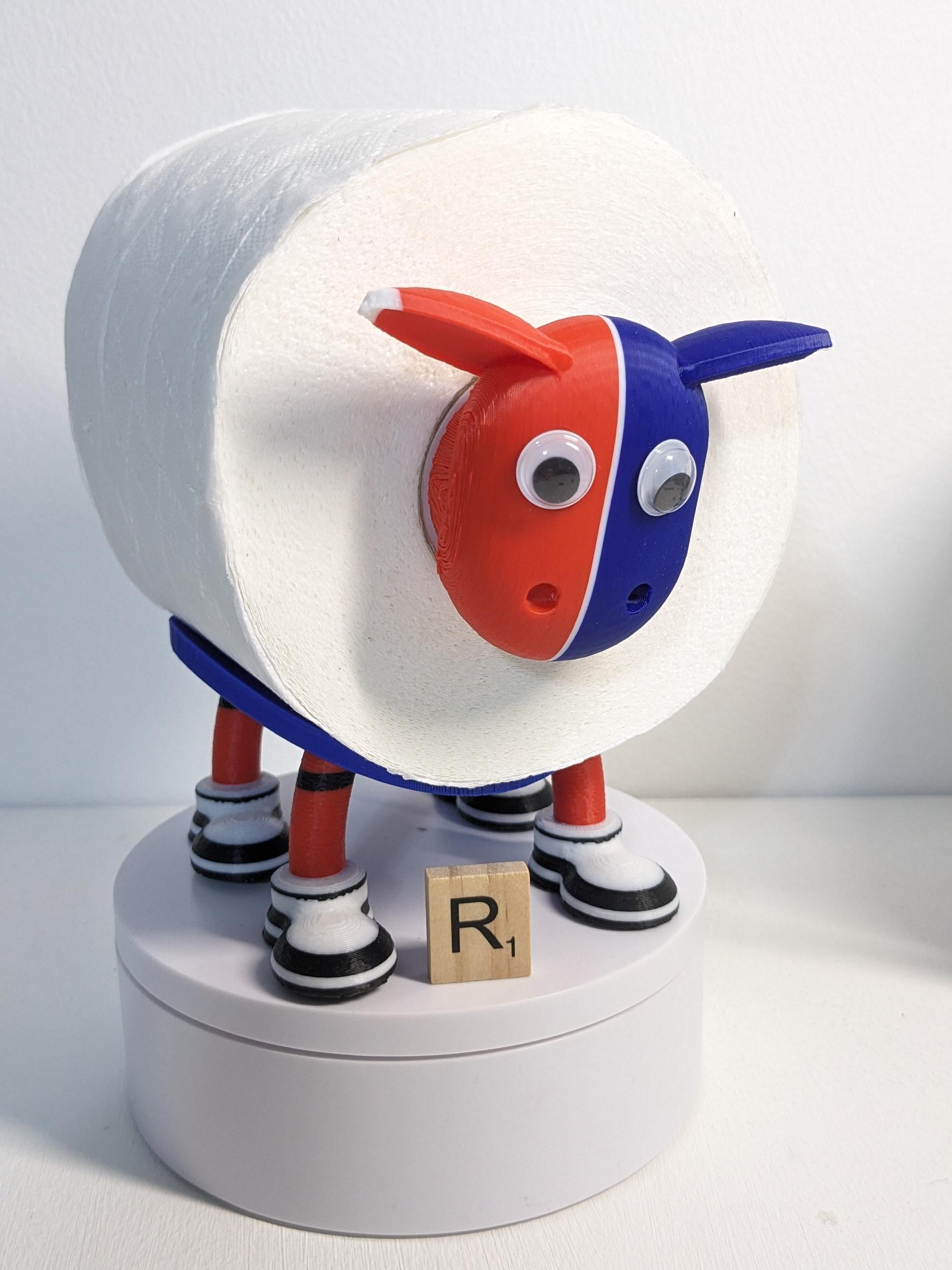 Footy Sheep spare toilet roll holder. Crystal Palace 2023 / 2024 season football fans souvenir themed bathroom accessory.