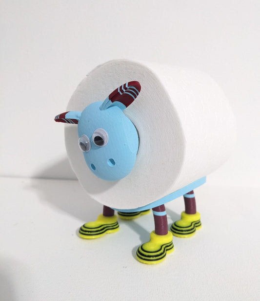 Footy Sheep spare toilet roll holder. Unique away shirt design for Aston Villa West ham United, Burnley, Scunthorpe Football fans