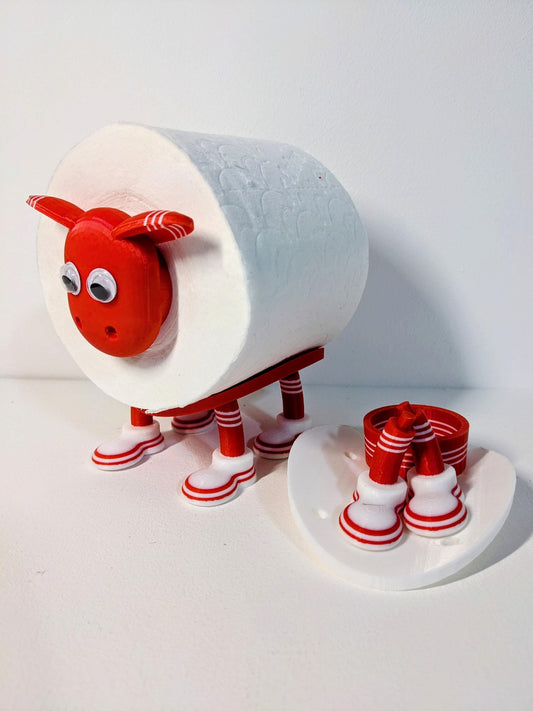 Footy Sheep spare toilet roll holder. Nottingham Forrest Manchester United, Aberdeen or Liverpool football fanss bathroom accessory.