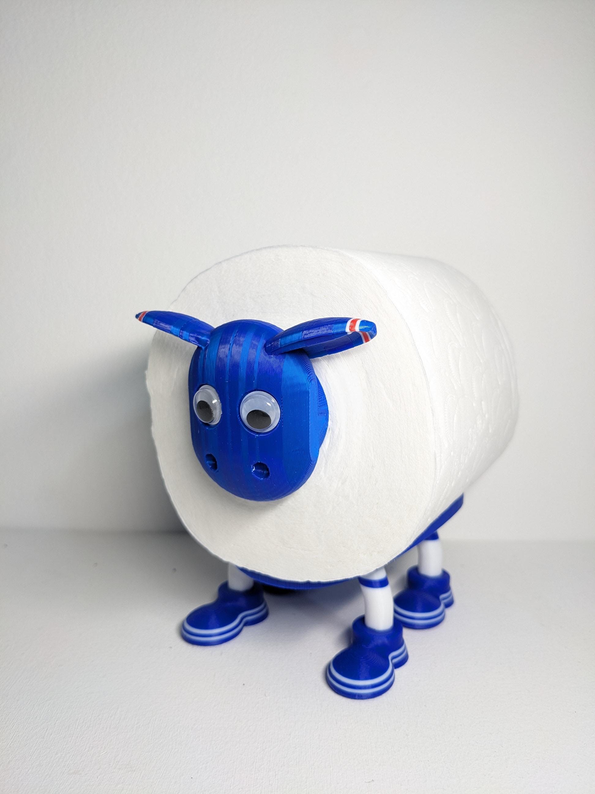 Chelsea FC Premier Sheep 2025 shirt spare toilet roll holder or tissue dispenser with customised choice of the blues football boots.