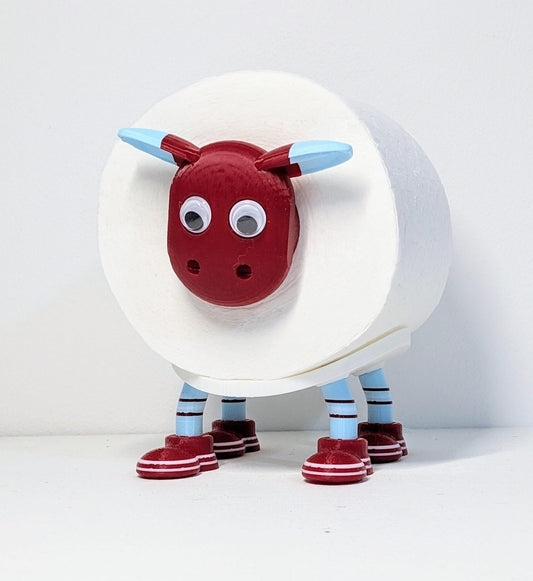 Burnley FC 2025 Premier Sheep spare toilet roll holder or tissue dispenser with customised choice of the Clarets football boots