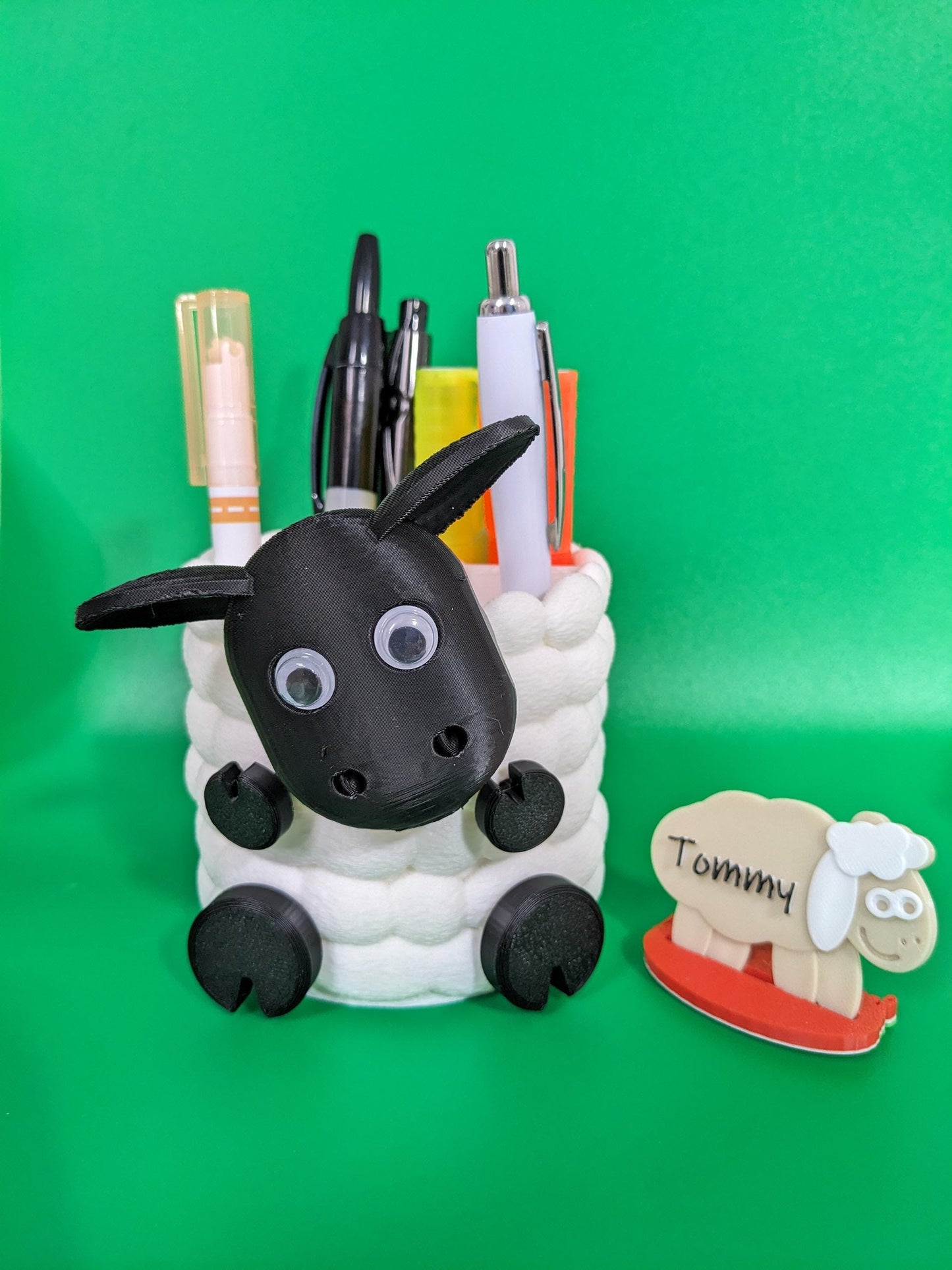 Cute sheep pen pot holder desk or office organiser for pencils, paint brushes scissors. Choice of 3 quirky black sheep.