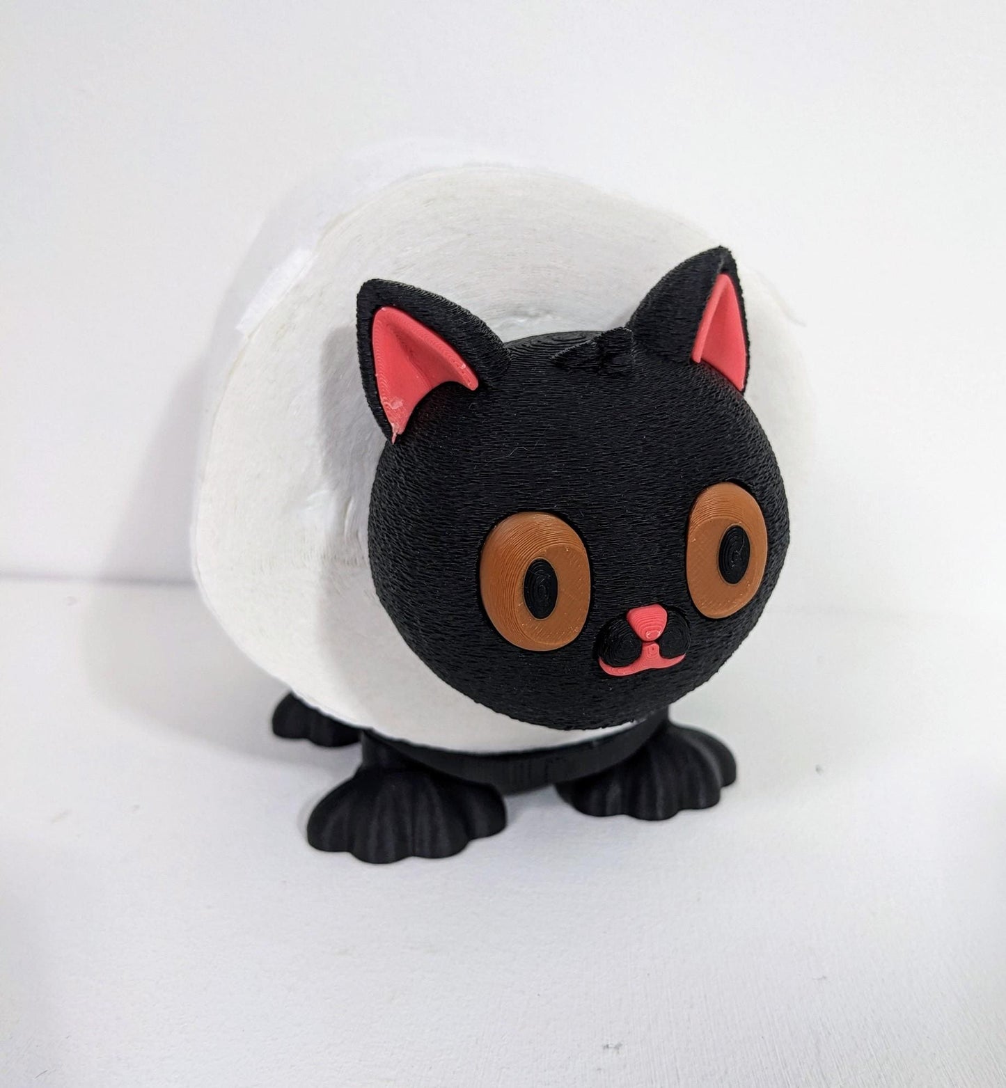 Cute Cat spare toilet roll holder. Kitten lover gift. Unique hand made novelty bathroom decor