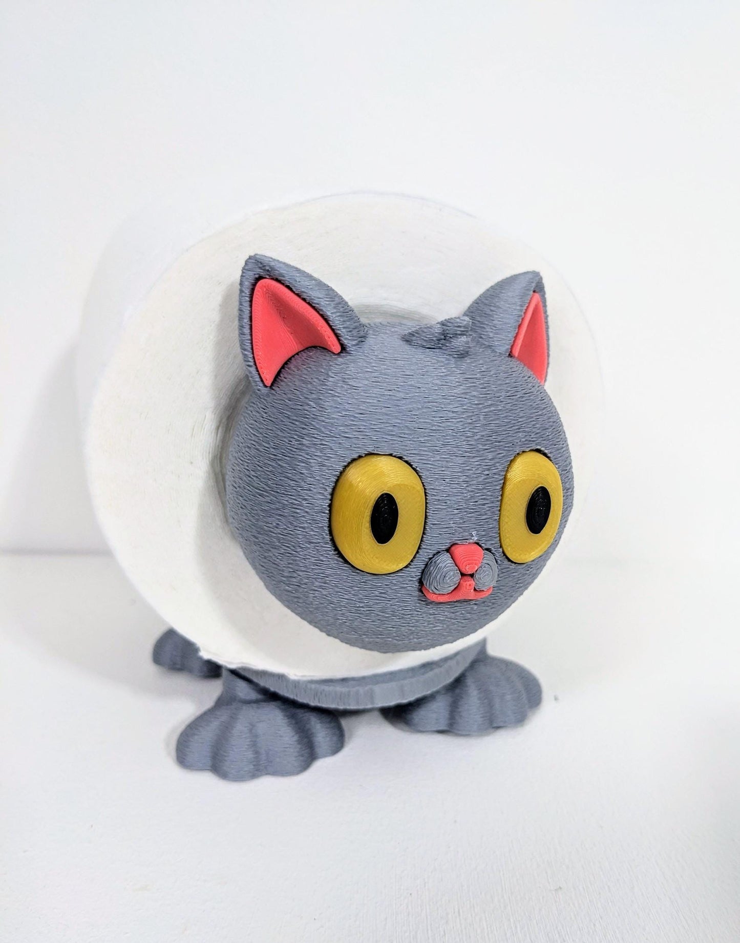 Cute Cat spare toilet roll holder. Kitten lover gift. Unique hand made novelty bathroom decor