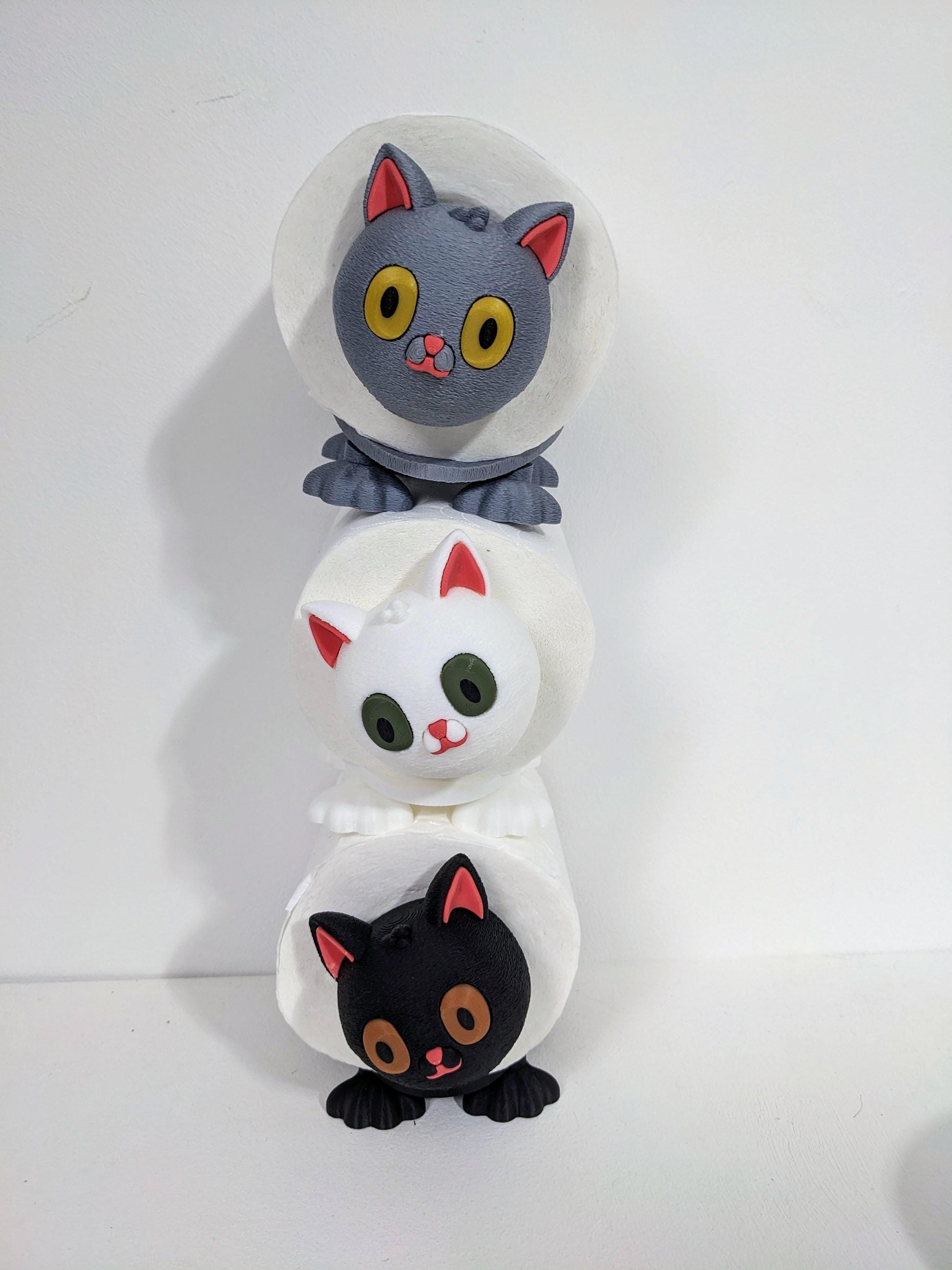 Cute Cat spare toilet roll holder. Kitten lover gift. Unique hand made novelty bathroom decor