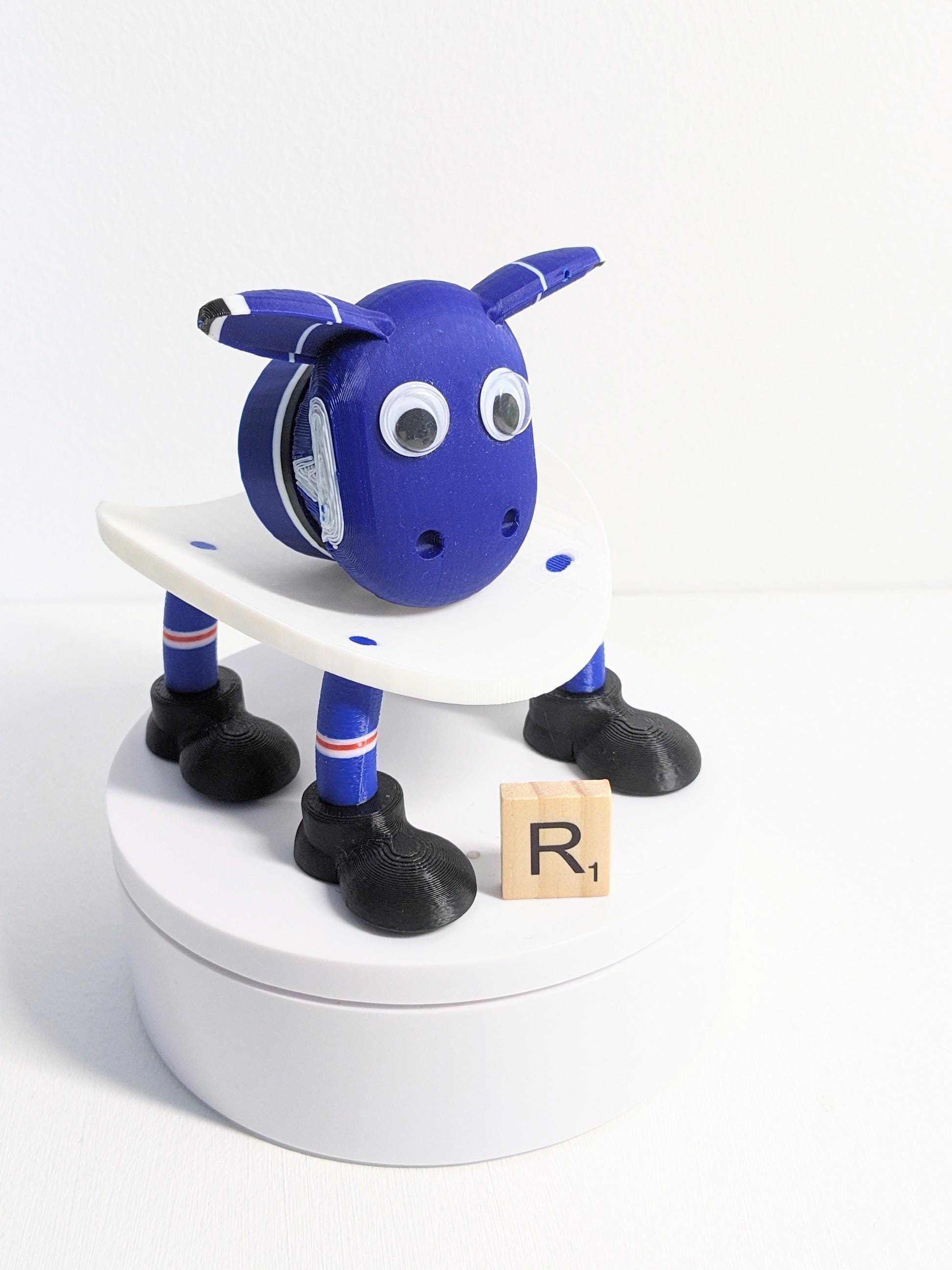 Footy Sheep spare toilet roll holder. Glasgow Rangers 2023 / 2024 season football fans souvenir themed bathroom accessory.