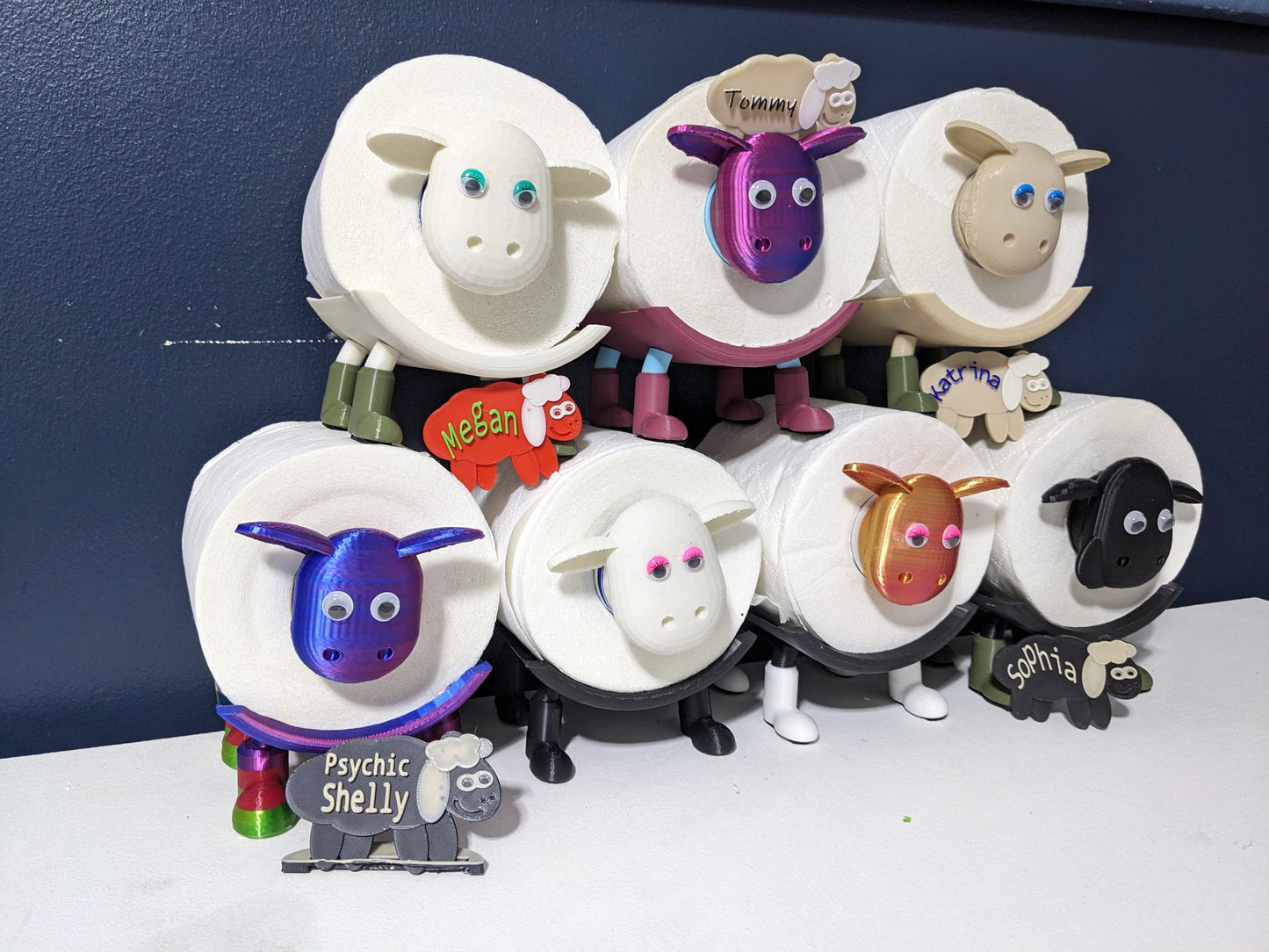 Footy Sheep spare toilet roll holder. Ipswich town football club 2024 version, Tractor boys bathroom accessory.