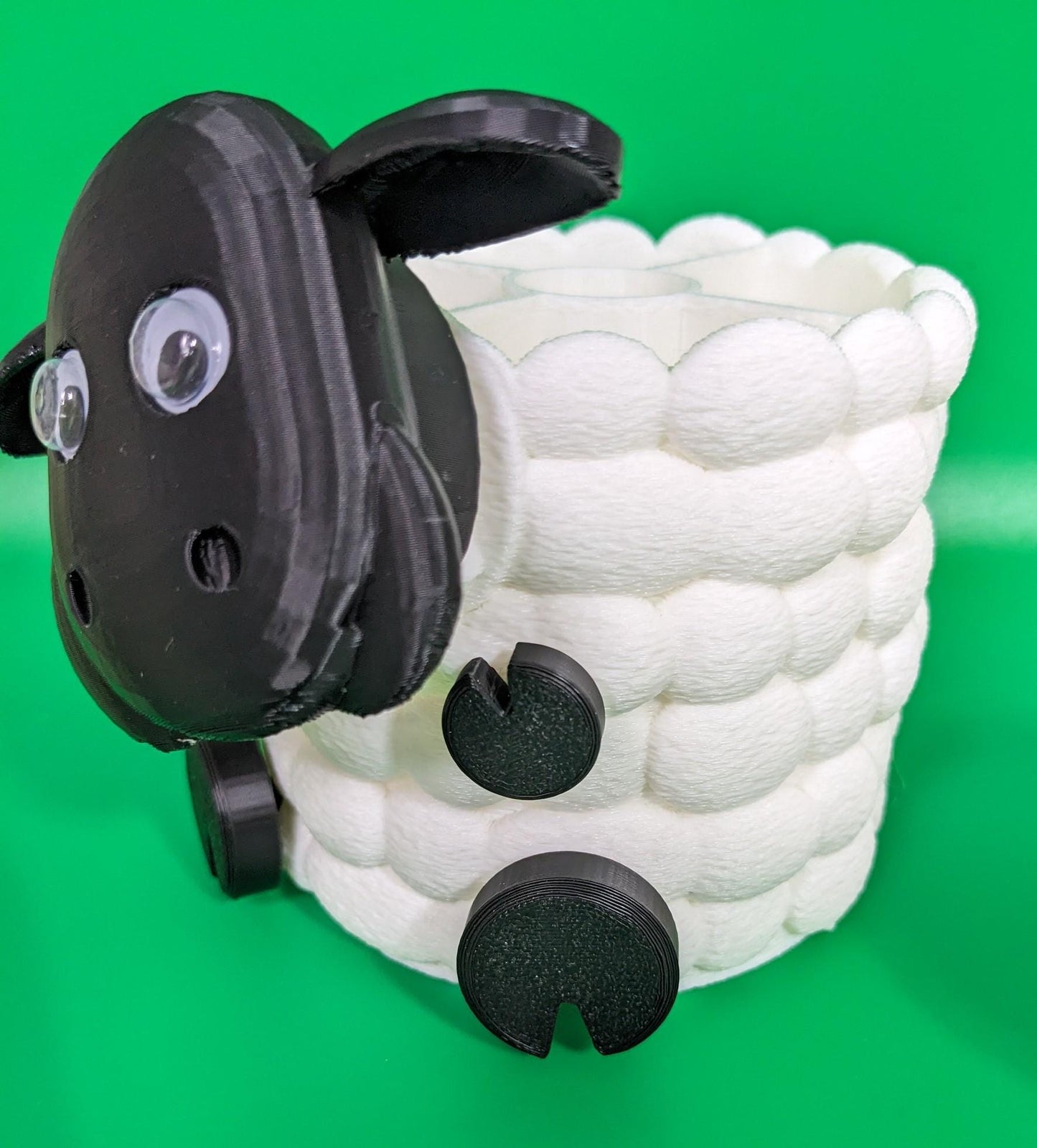 Cute sheep pen pot holder desk or office organiser for pencils, paint brushes scissors. Choice of 3 quirky black sheep.