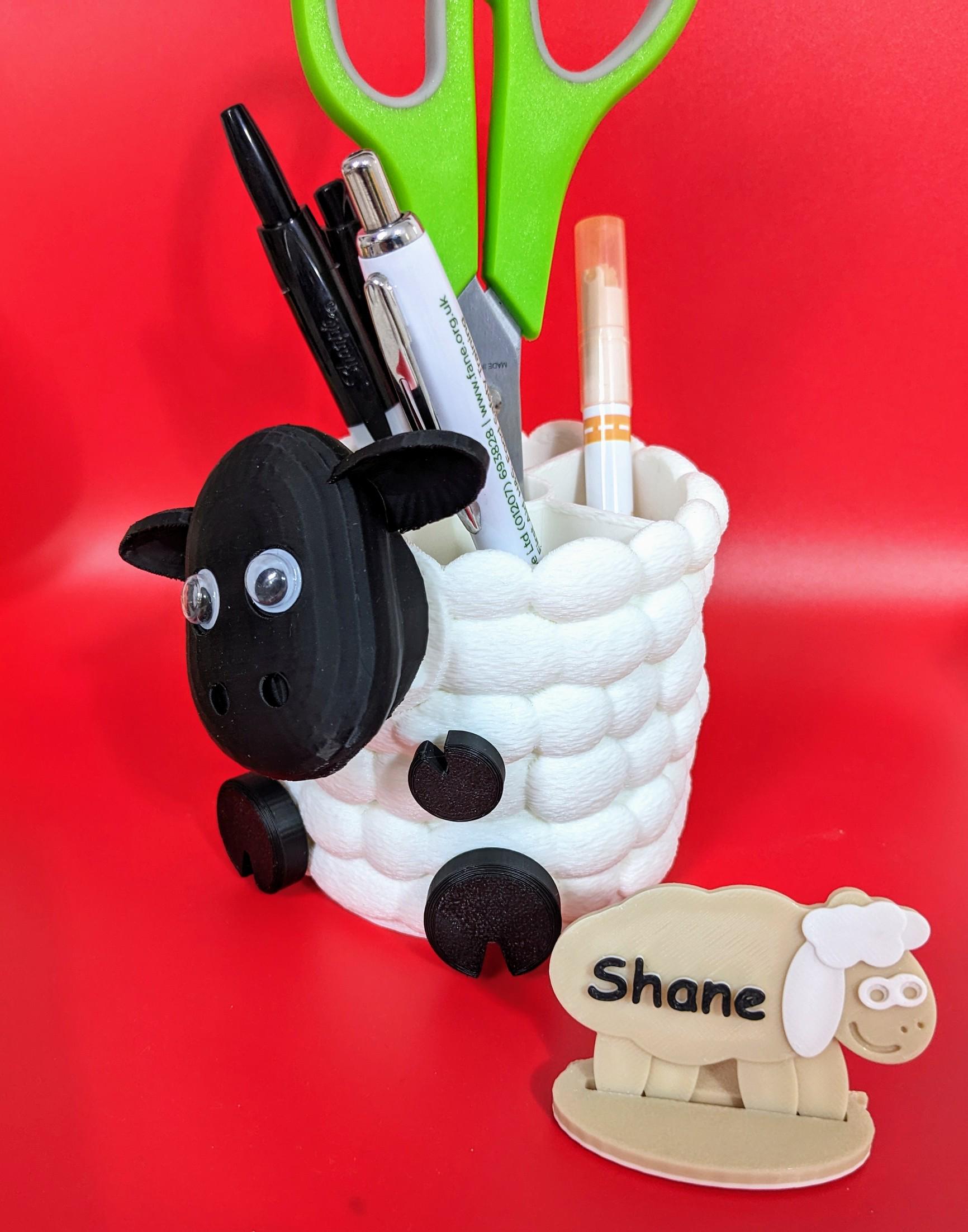 Cute sheep pen pot holder desk or office organiser for pencils, paint brushes scissors. Choice of 3 quirky black sheep.