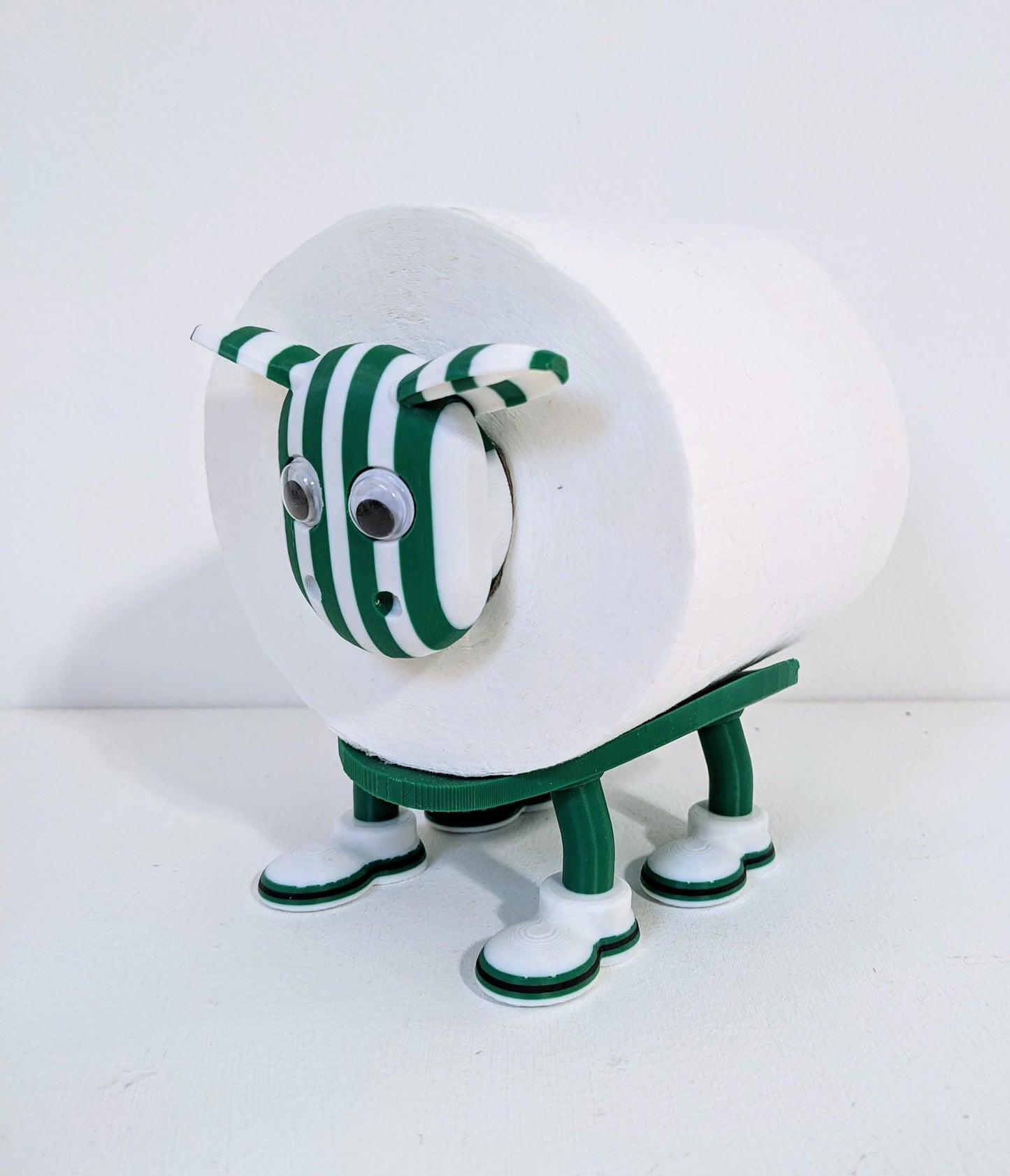 SOS Save Our Spartans, Premier Sheep spare toilet tissue roll holder. Blyth Spartans 2025 non league fund raising sheep.