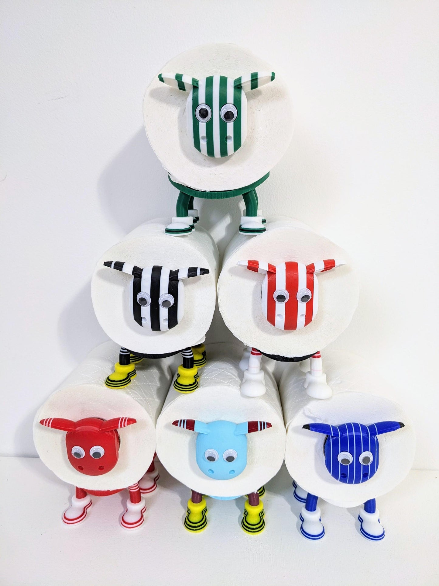 SOS Save Our Spartans, Premier Sheep spare toilet tissue roll holder. Blyth Spartans 2025 non league fund raising sheep.