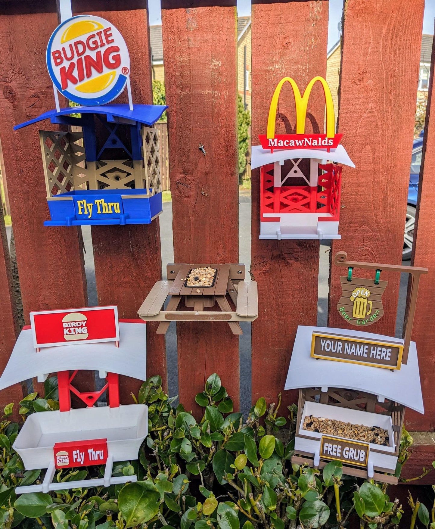 Budgie King Fly Thru caged & aviary bird feeder. Canaries Finches Parrots Lovebirds Cockatiel seed tray . Ikea Skadis compatable holder